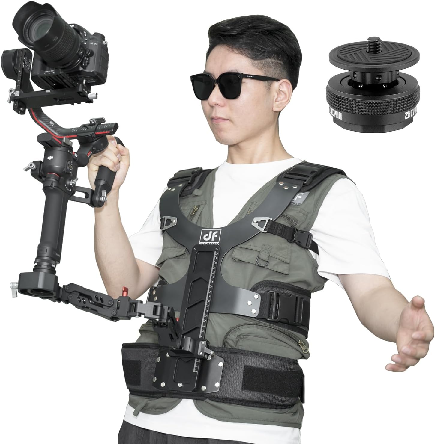 DF DIGITALFOTO Thanos Gimbal Support Vest Rig System,Filmmakers Kit Portable SteadyCam Axis Compatible with DJI RS4/Pro/Mini/RS2/RS 3/Mini,ZHIYUN Crane for Videographer Smoothing Footage 4.4-11 lbs