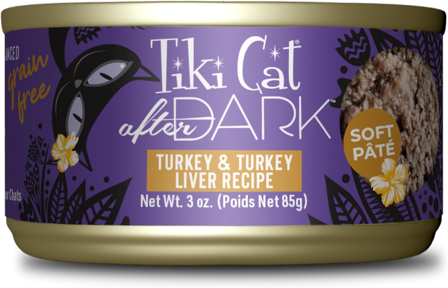 Tiki Cat After Dark Pate Wet Cat Food, Turkey & Turkey Liver, 3 oz. Cans