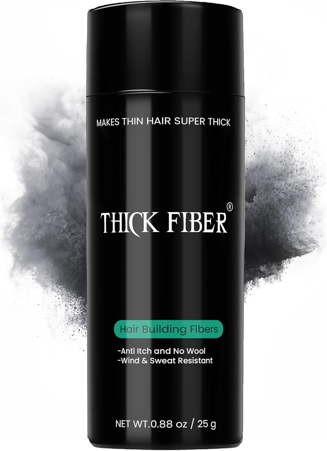 THICK FIBER Hair Fibres (Pack of 1, BLACK) | Powder for Thinning 25g Bottle Makes Thin Look Thicker in Seconds with loss Concealer Women & Men