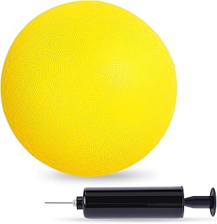 3 otters Playground Ball with Air Pump, 8.5inch Inflatable Dodge Ball Handball Rubber Kickball No Sting Balls for Kids Ball Games Gym Camps Yoga Exercises Indoor Outdoor Yellow
