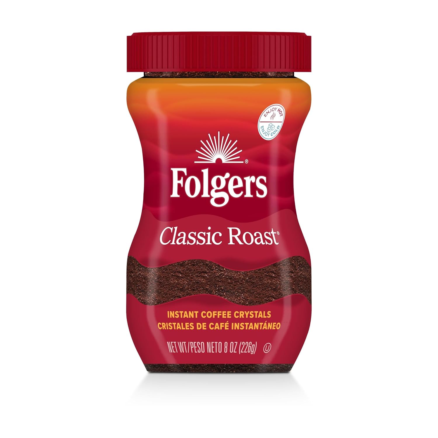 Folgers Classic Roast Instant Coffee, 8 Oz. Jar