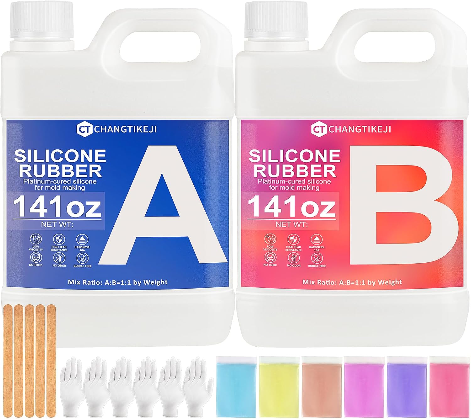 Silicone Mold Making Kit, 282oz 10A Elastic Liquid Silica Gel for Casting Resin molds and Candle & Soap Mold,Fast Cure Translucent Platinum Silicone Rubber