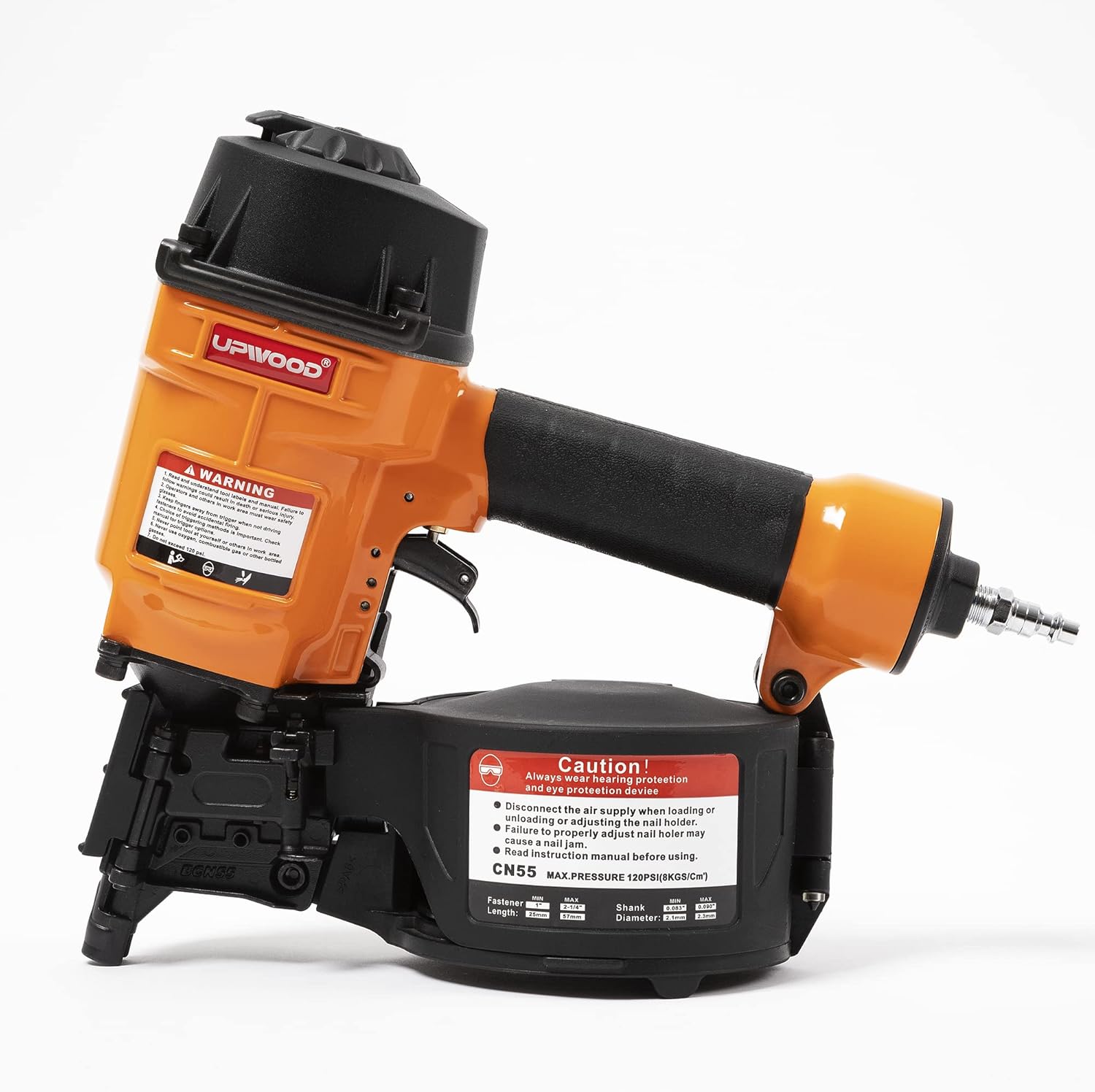 UPWOOD CN55 Air Coil Nailer, 1 to 2-1/4 Inch, 25-57mm, 15 Degree Coil Nail Gun for Fast Shooting, Fencing and Pneumatic Framing