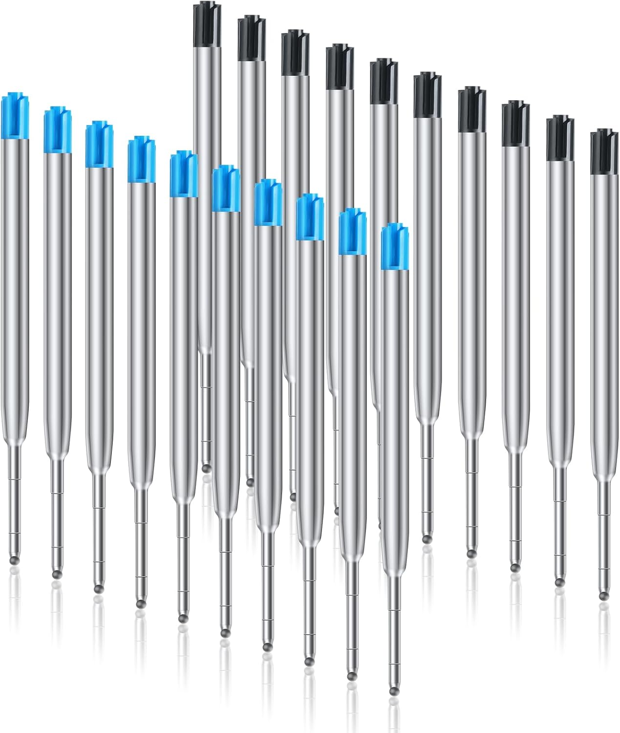 OFFCUP Gel Pen Refills, 20pcs Replaceable Metal Ballpoint Pens, Medium Point, Compatible for Work School Writing Stationery Office Supplies (Black/Blue)