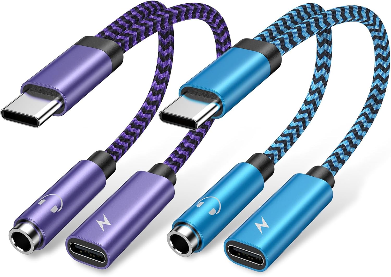 2 Pack Headphone Adapter to USB C 60W Super Fast Samsung Charger Cable for Galaxy S25 Ultra S25 Plus S24 A16 5G A35 A54 S23 S22 S21 FE A53 S20, 2 in 1 Type C 3.5mm Aux Audio Jack Android Dongle Cord