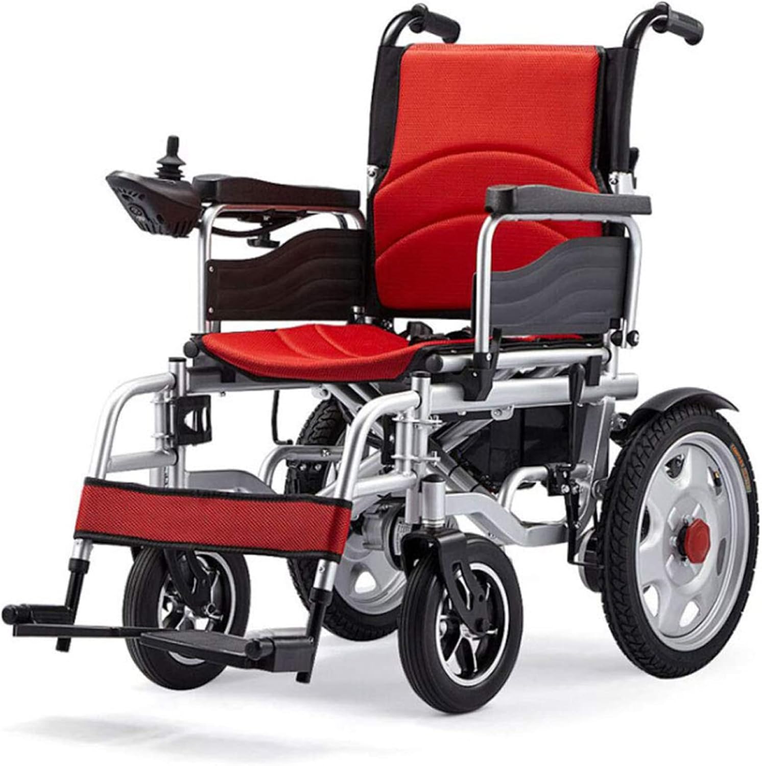 ELQ Folding Power Wheelchair, Adults Intelligent Automatic Mobility Aid Wheel Chair, Quick Fold, for Elderly and Disabled/Red