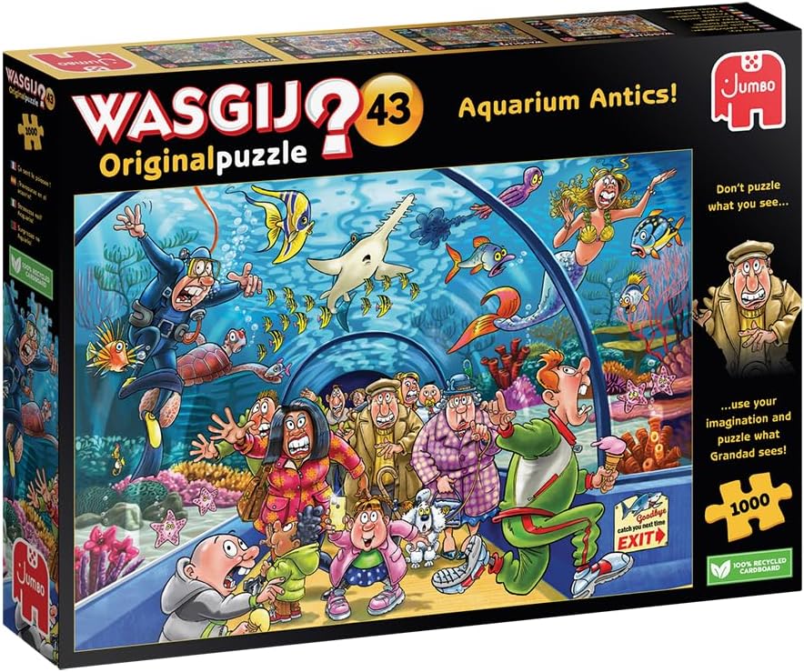 Wasgij Original 43, Aquarium Antics-1000 Piece Jigsaw Puzzles for Adults - Colourful,Fun,Challenging and Brainteasing Adults Jigsaw Puzzle - 100 Percent Recycled Cardboard - 1000pcs - Jumbo