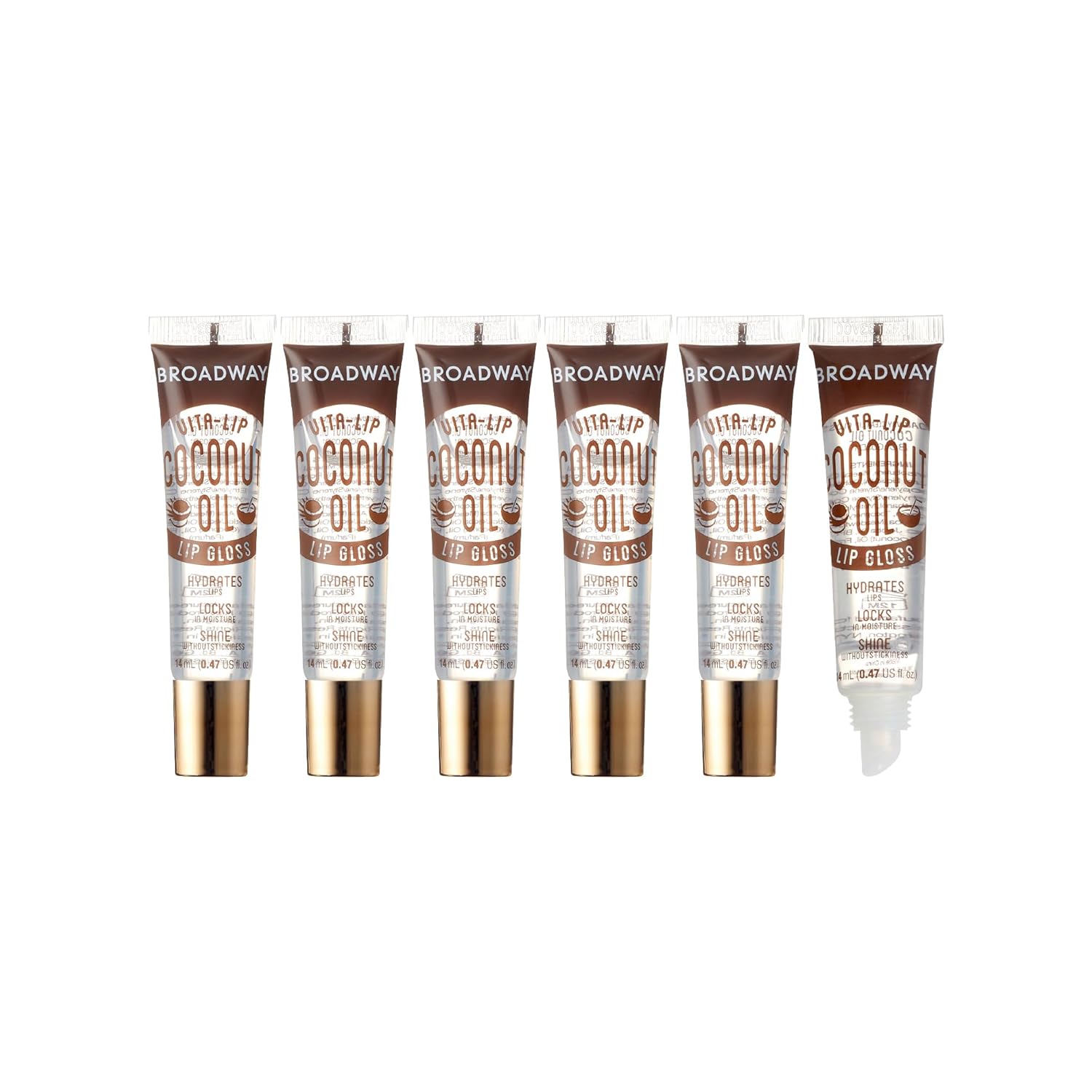 Ruby Kisses Broadway Lip Gloss Vita-Lip Clear Lip Gloss, Moisturizing, Soothing, Super Glossy with Vitamin Oil (Coconut)
