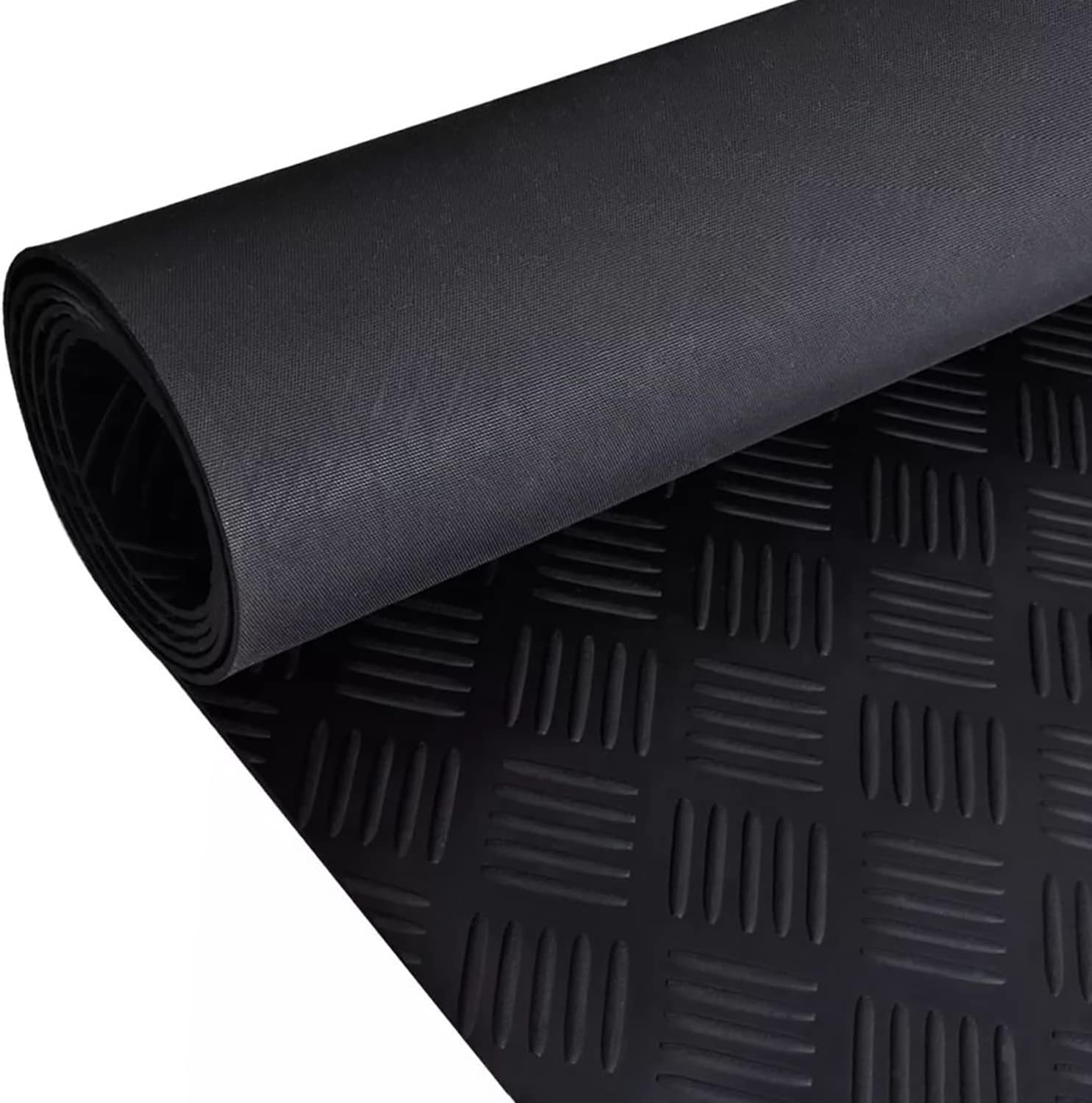 Nisorpa Rubber Floor Matting Roll, 5 Bar Garage Flooring Matting 1m x 5m, 3mm Thick Heavy Duty Non Slip SBR Rubber Garage Mats Roll for Shed, Gym, Garage & Workshop