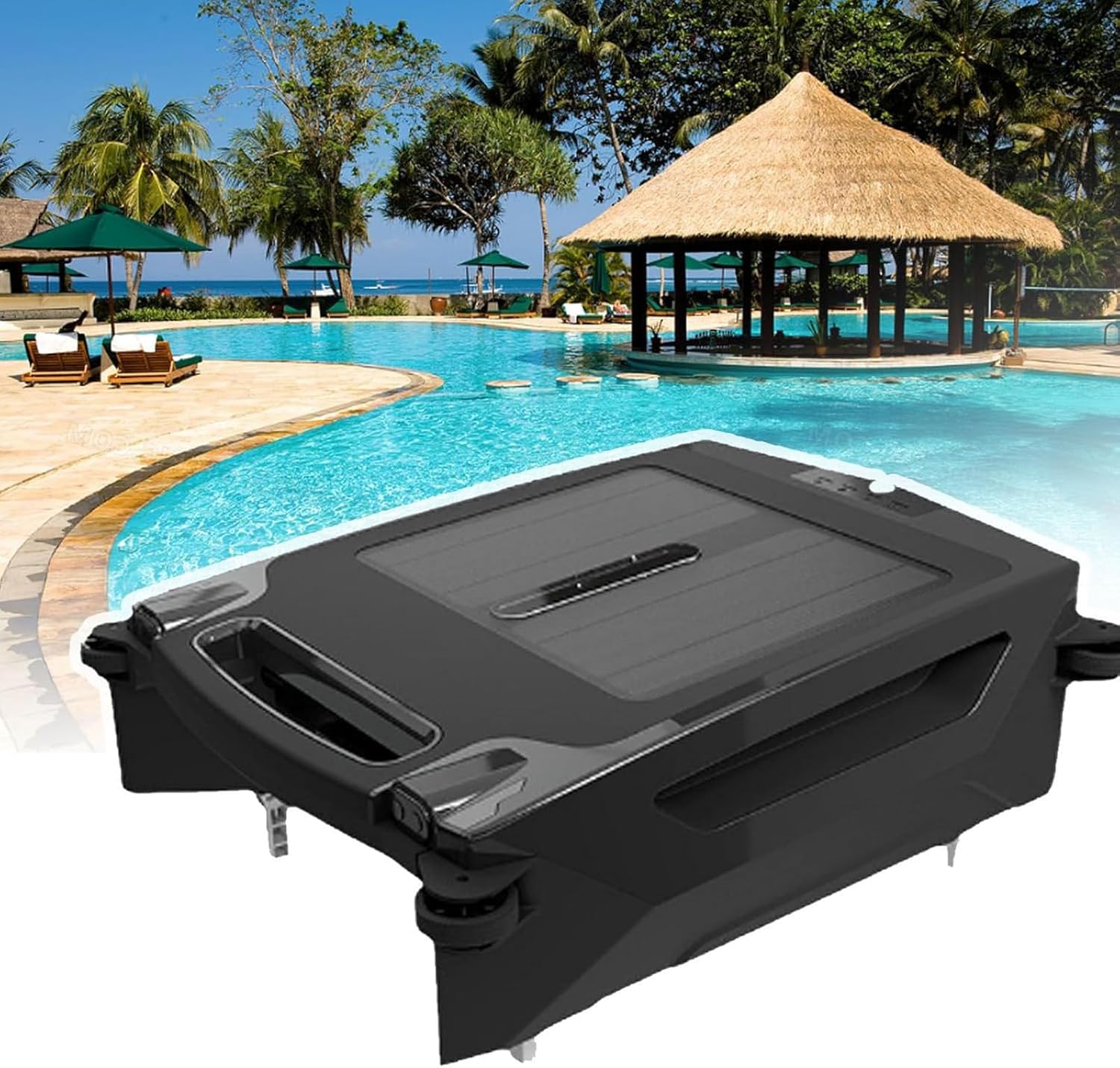Pool Cleaner Robot with Solar and Rechargeable Dual Mode, Cordless Robotic Pool Cleaner, Pool Skimmer Basket, Automatic Pool Vacuum Cleaner with Auto-Escape and Auto-Turn