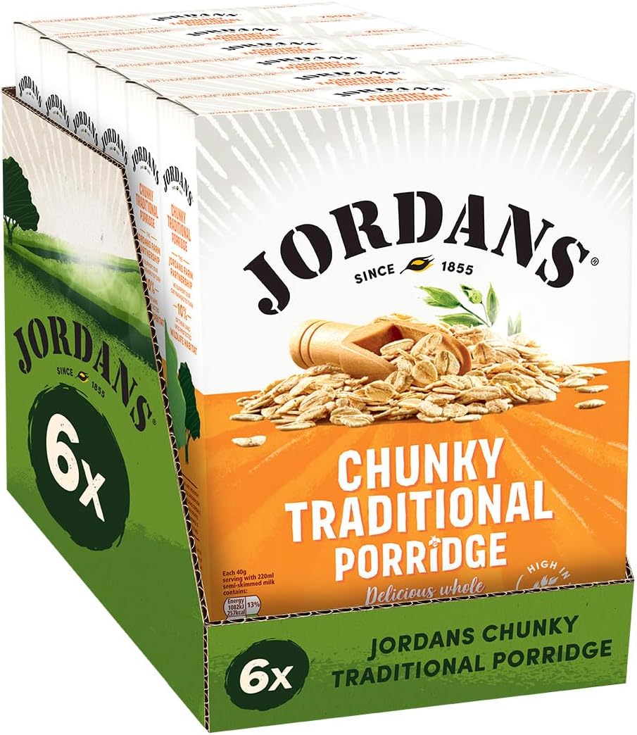 JORDANS, Chunky Traditional Oat Porridge Breakfast Vegetarian 750g (Pack of 6)