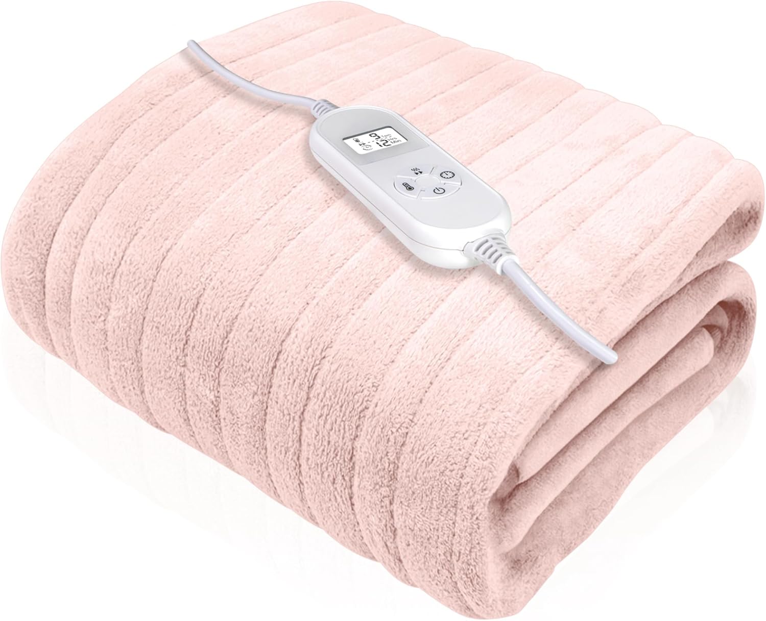 Dreamcatcher Luxurious Pink Heated Throw Electric Blanket, 160 x 120cm Heated Blanket Machine Washable Soft Fleece Electric Throw Overblanket with Hr 12HR Timer and 9x Control Heat Settings