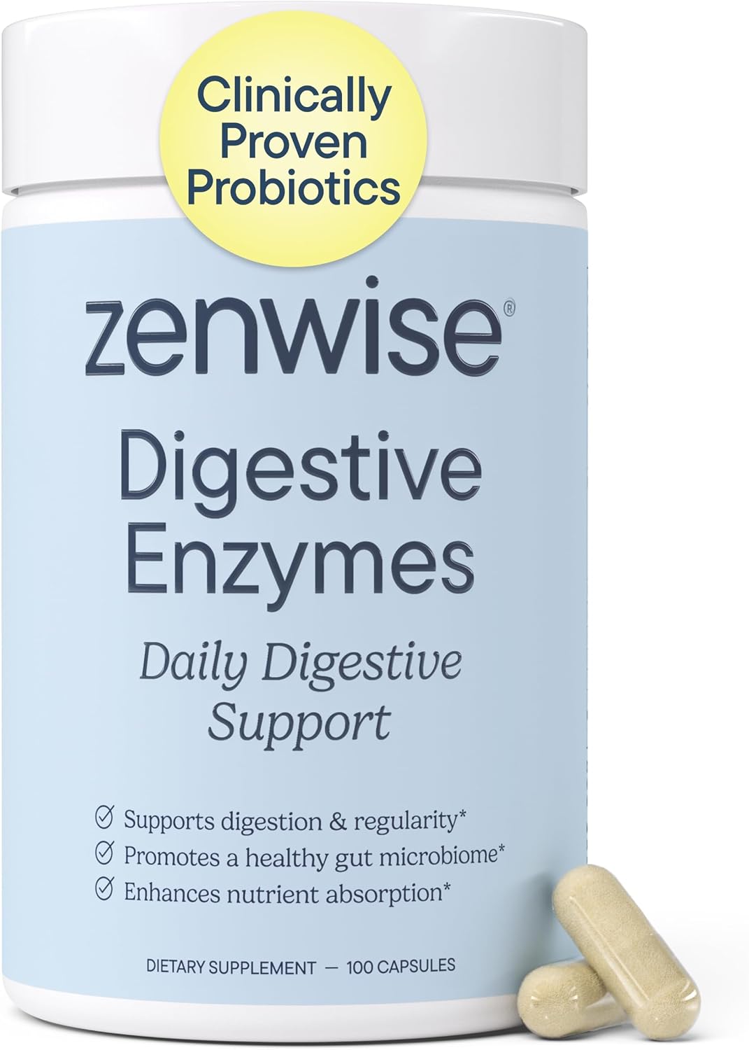 Zenwise Health Digestive Enzymes, Probiotics, for Gut Health Bloat - 100 CT