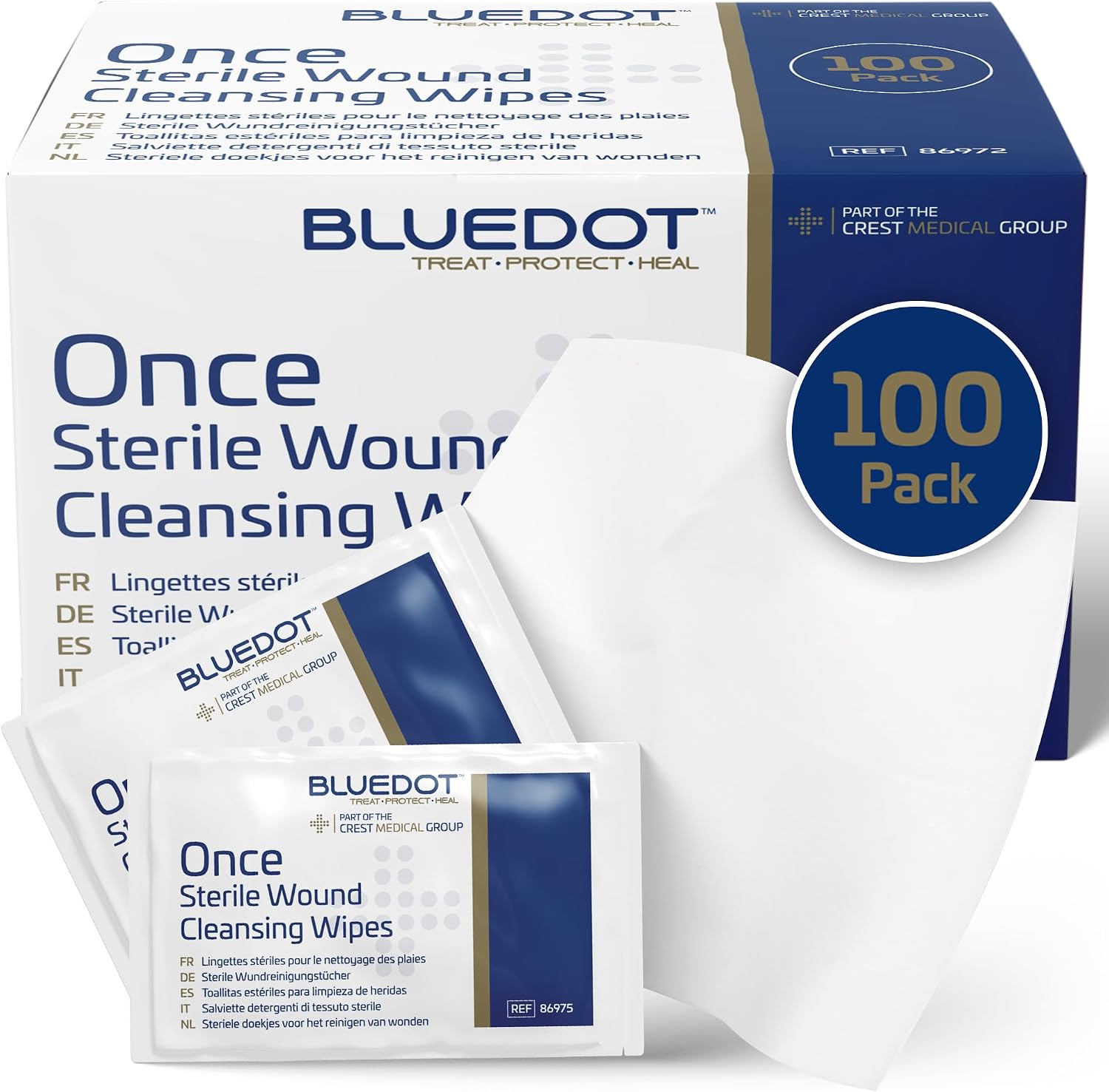 Blue Dot Sterile Saline Wipes 100 Pack: Alcohol-Free, Gentle & Hygienic: Wound Cleansing, Eye Wipes, First Aid, Piercings, Tattoo Aftercare, Hearing Aid Cleaning Kits & Post Procedure Care