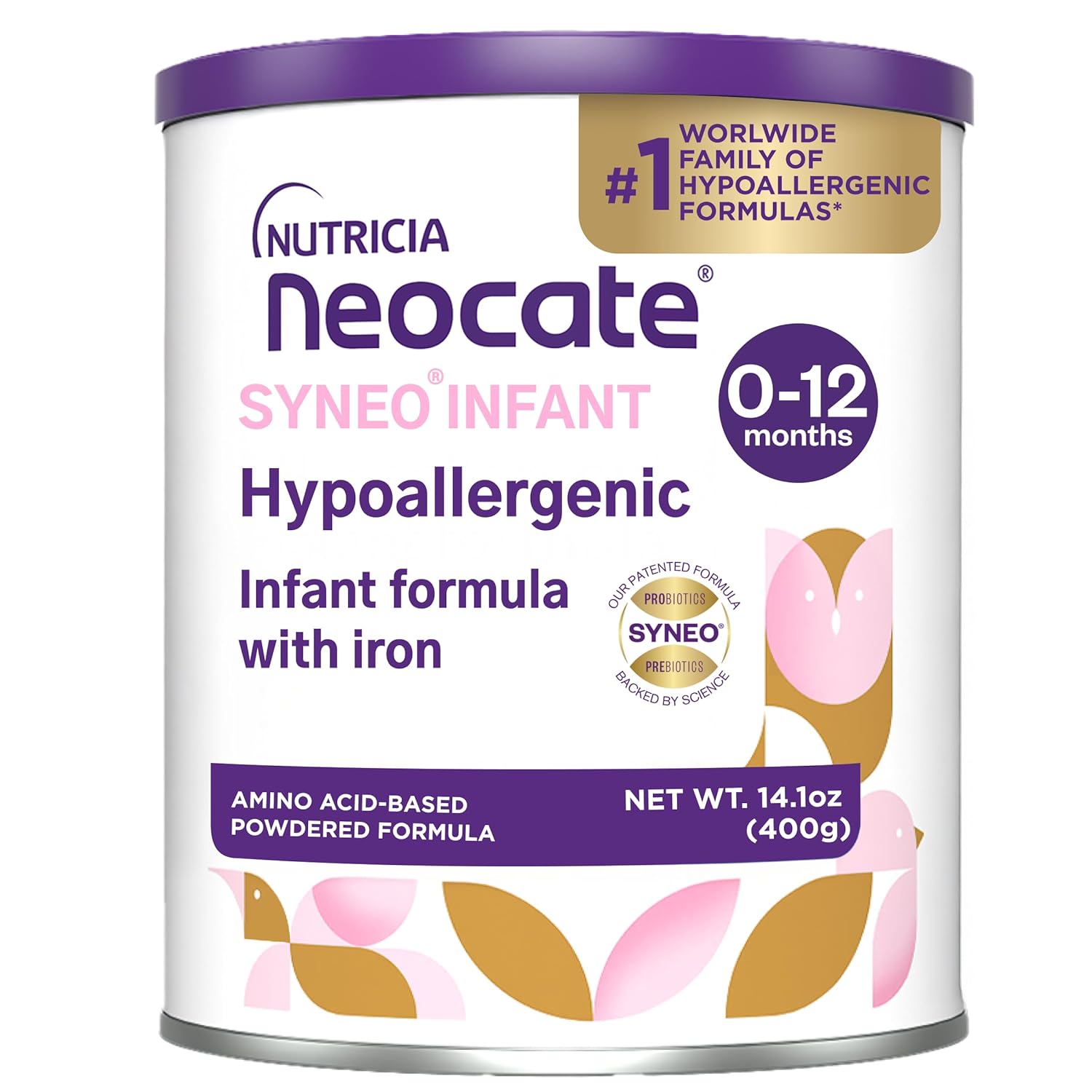 Neocate Syneo Infant - Allergy Relief Hypoallergenic Baby Formula with Amino Acids - Well-Tolerated Dairy-Free Infant Formula with Prebiotic FOS/FOS blend, Probiotics, DHA, ARA - 0-12 months - 14.1 oz