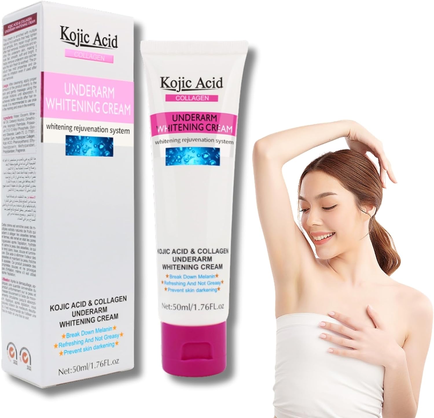 Underarm Whitening Cream,Kojic Acid Whitening Cream,Skin Whit-ening Cream for Body,Underarms,Armpit,Knees,Legs,Dark Spot Corrector Skin Bleaching Cream,Skin Lightening Creams for All Skin Types