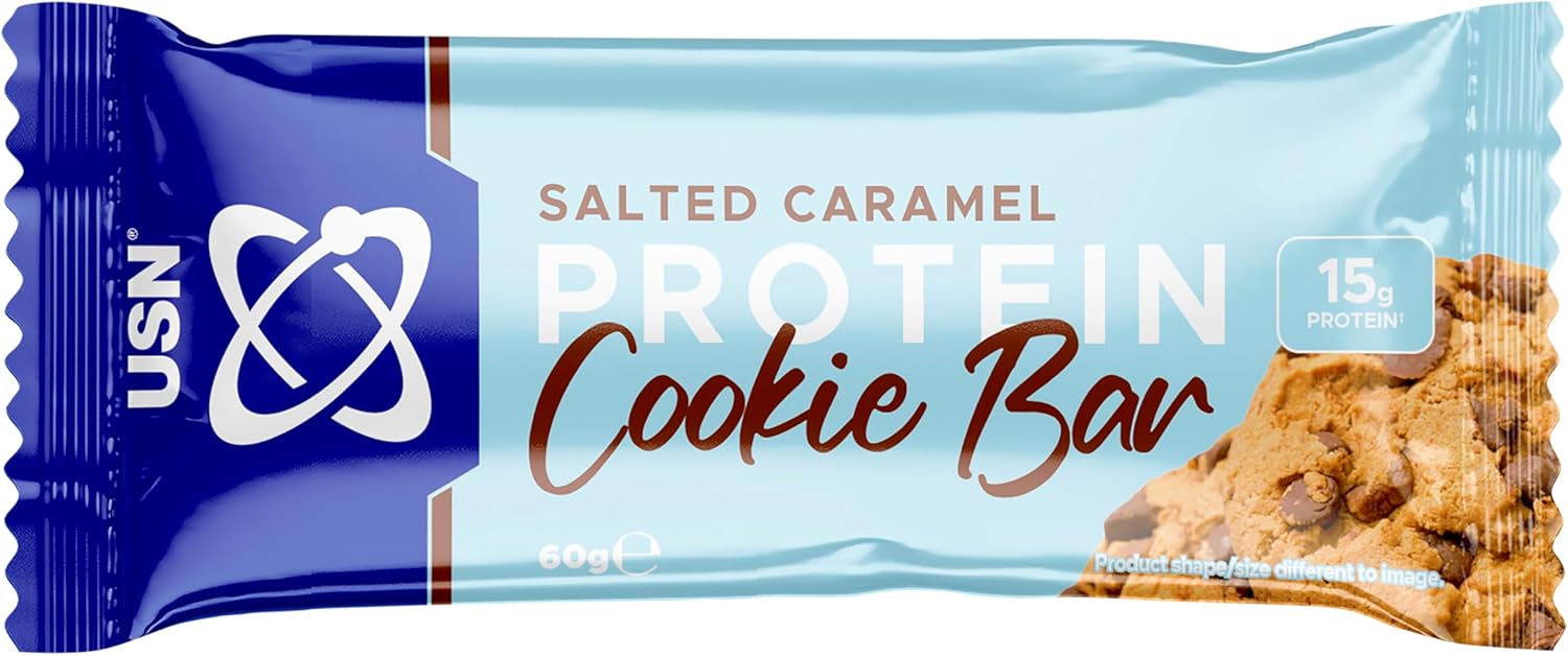 USN Trust Cookie Bar, Salted Caramel Protein Cookie: High Protein Bars, Perfect On-the-Go and Post-Workout Protein Snacks (12 x 60g Bars per Pack)