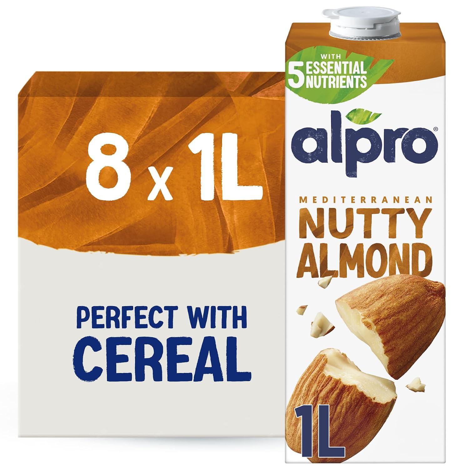 Alpro Almond Drink - Plant-Based Long Life Dairy Free & Lactose Free Milk Alternative - 1L (Pack of 8)