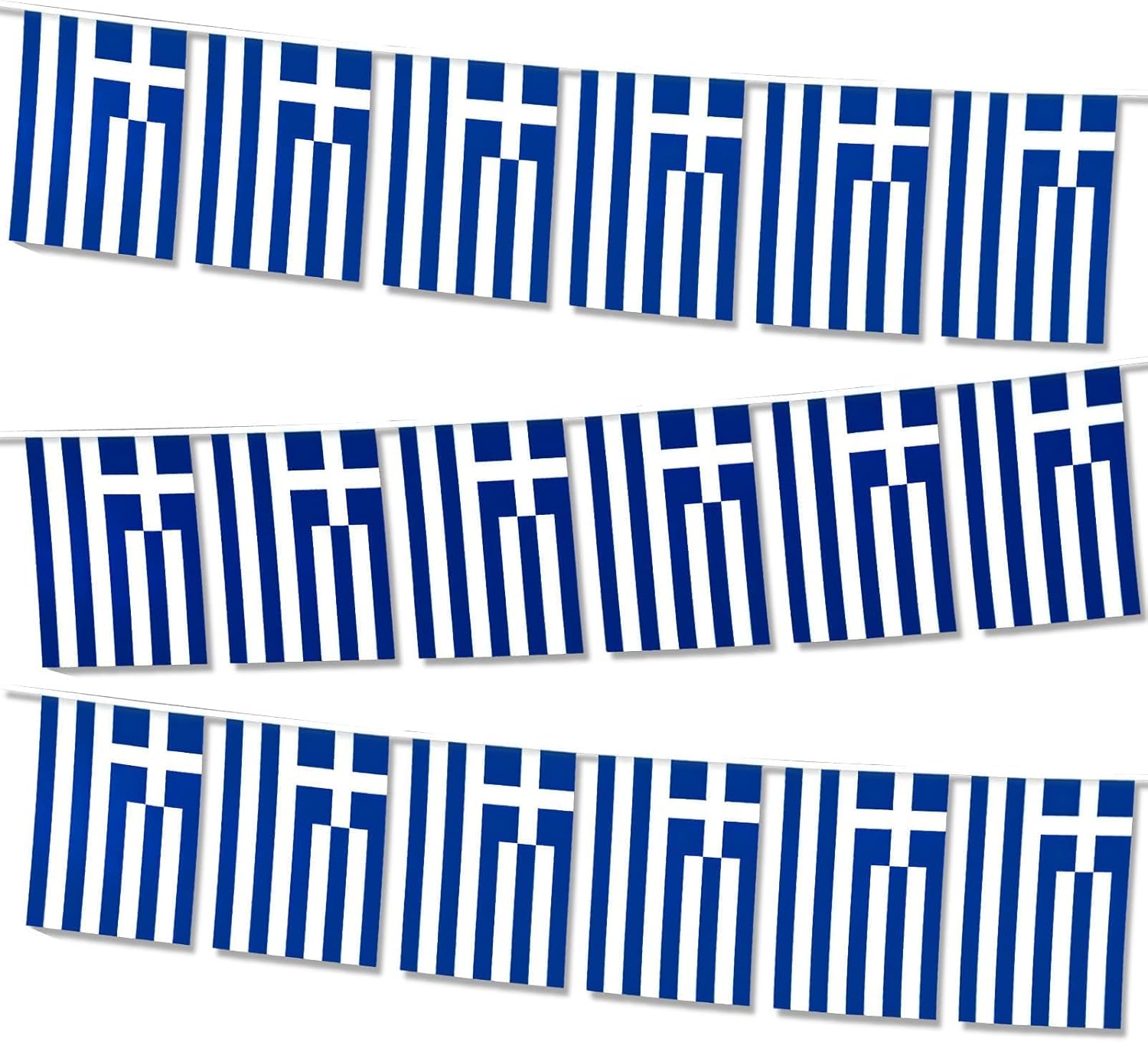 10m Greece Bunting Flags, 38Pcs Greek Flag Bunting Greek Banner Bunting Decorations String Flags for National Day Party Celebration Sports Events Home Decorations (10M Greece Flags)