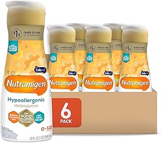 Enfamil Nutramigen Hypoallergenic Baby Formula with Iron, Lactose Free, Colic Relief from Cow's Milk Allergy Starts in 24 Hours, Brain Building DHA, Probiotic LGG for Immune Support, 32 Fl Oz, 6 Count
