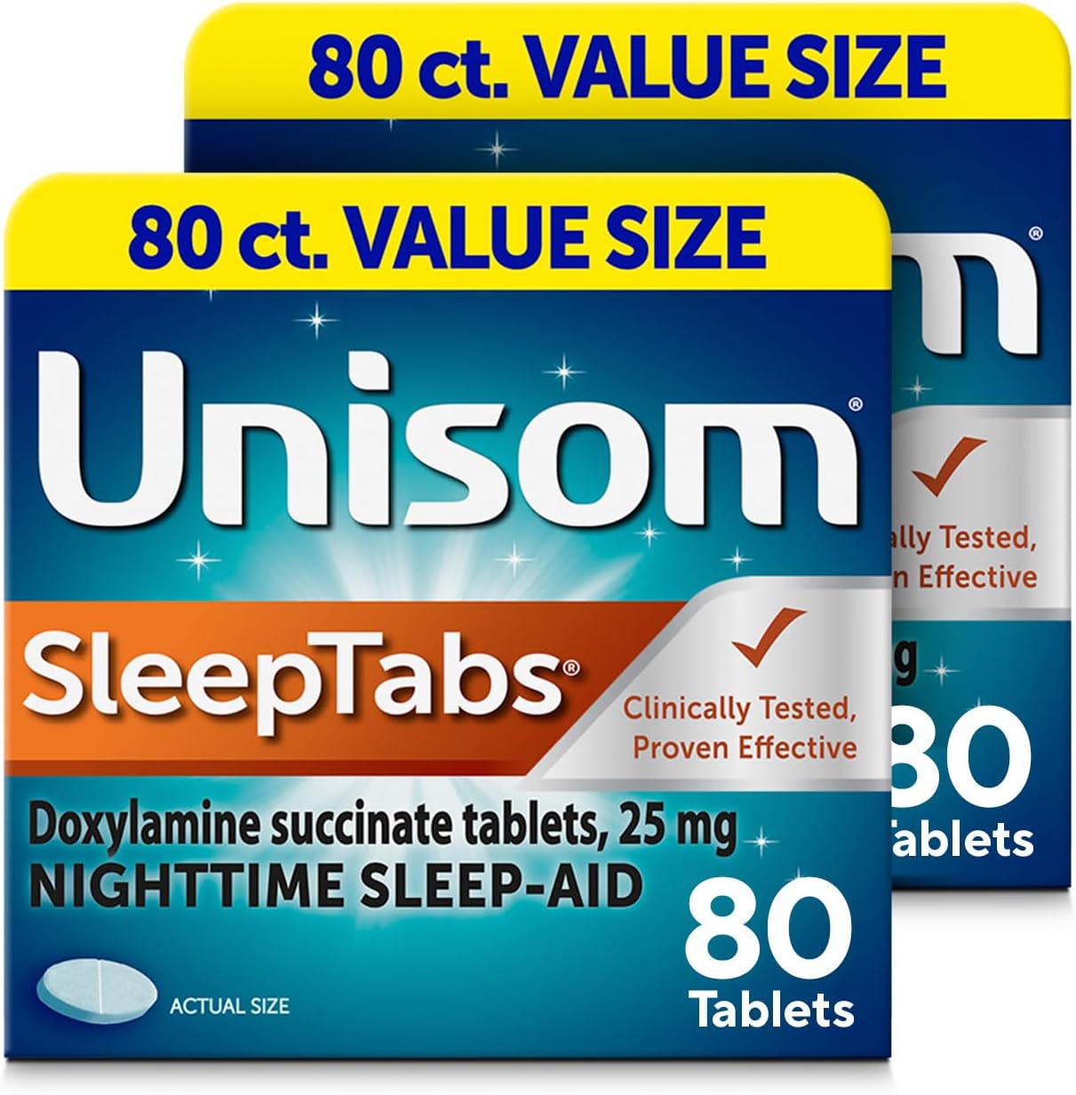 Unisom SleepTabs Nighttime Sleep Aid Tablets for Adults, 80-Count, 2-Pack