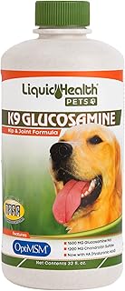 LIQUIDHEALTH 32 Oz K9 Liquid Glucosamine for Dogs, Puppies and Senior Canines - Chondroitin, MSM, Hyaluronic Acid – Joint Health, Dog Vitamins Hip Joint Juice, Dog Joint Oil