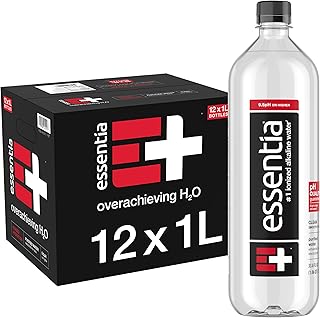 Essentia Water Bottled, Ionized Alkaline Water:99.9% Pure, Infused With Electrolytes, 9.5 pH Or Higher With A Clean, Smooth Taste, 1 Litre (Pack of 12)