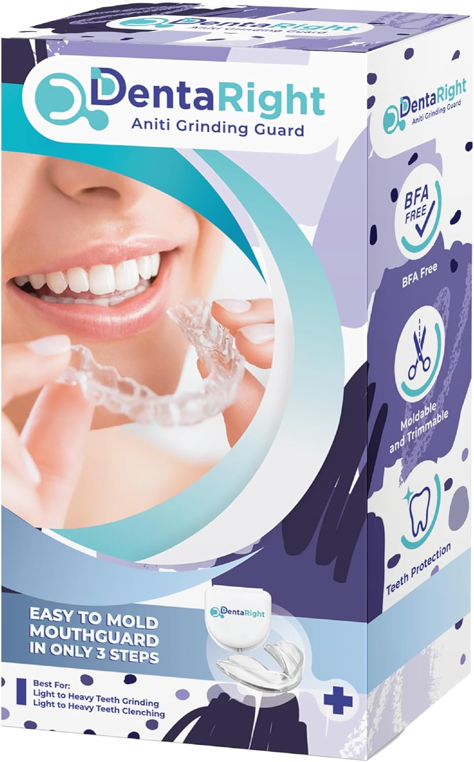 Dental Mouthguard for Bruxism, Teeth Grinding and Clenching, Pack of 6 in 3 Different Sizes Moldable, Trimmable Premium Quality Dental Night Guard for Teeth Grinding and Stops Bruxism