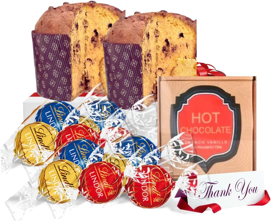 Cake & Chocolate Gift Box – Linddt Chocolate Truffles, Italian Panettone Fruit Cake & Gourmet Hot Chocolate | Linddt Gift - Chocolate gift for Mother’s Day, Presents for mum, Birthdays,Thank You