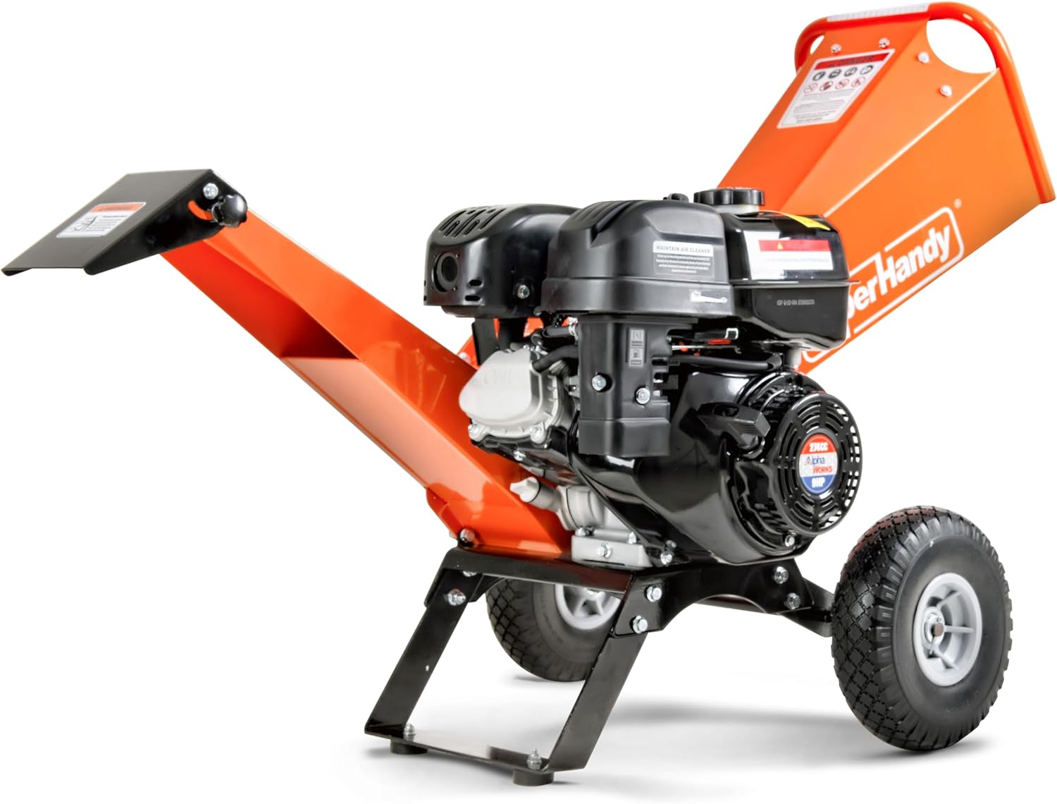 SuperHandy 4-Inch Wood Chipper Shredder Mulcher – 9HP Gas-Powered Heavy Duty Chipping Machine, 10" Wheels, Vertically Adjustable Discharge, Reversible Blades for Yard, Farm & Forestry Cleanup