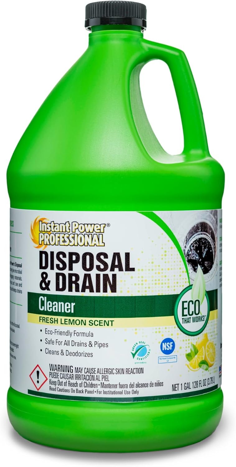 Instant Power Professional Disposal and Drain Cleaner - Keeps all Drains Clear and Running, Cleans and Deodorizes, Safe for Septic Tanks, 1 Gal
