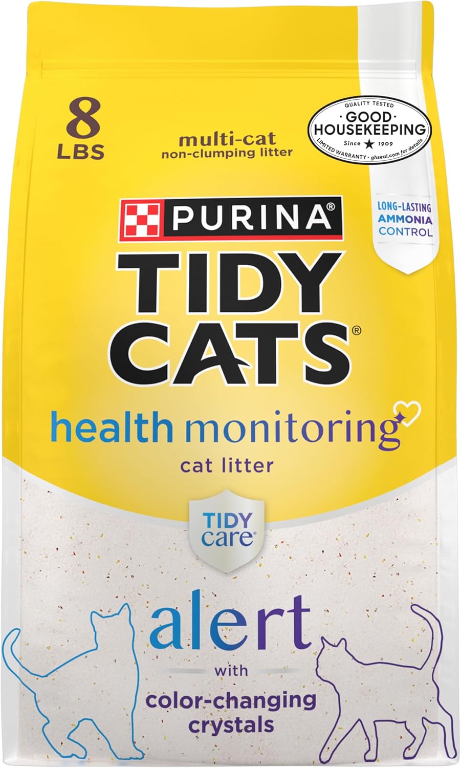 Purina Tidy Cats Tidy Care Alert Cat Health Monitoring Non Clumping Cat Litter with Silica Crystals - 8 Pound (Pack of 1)
