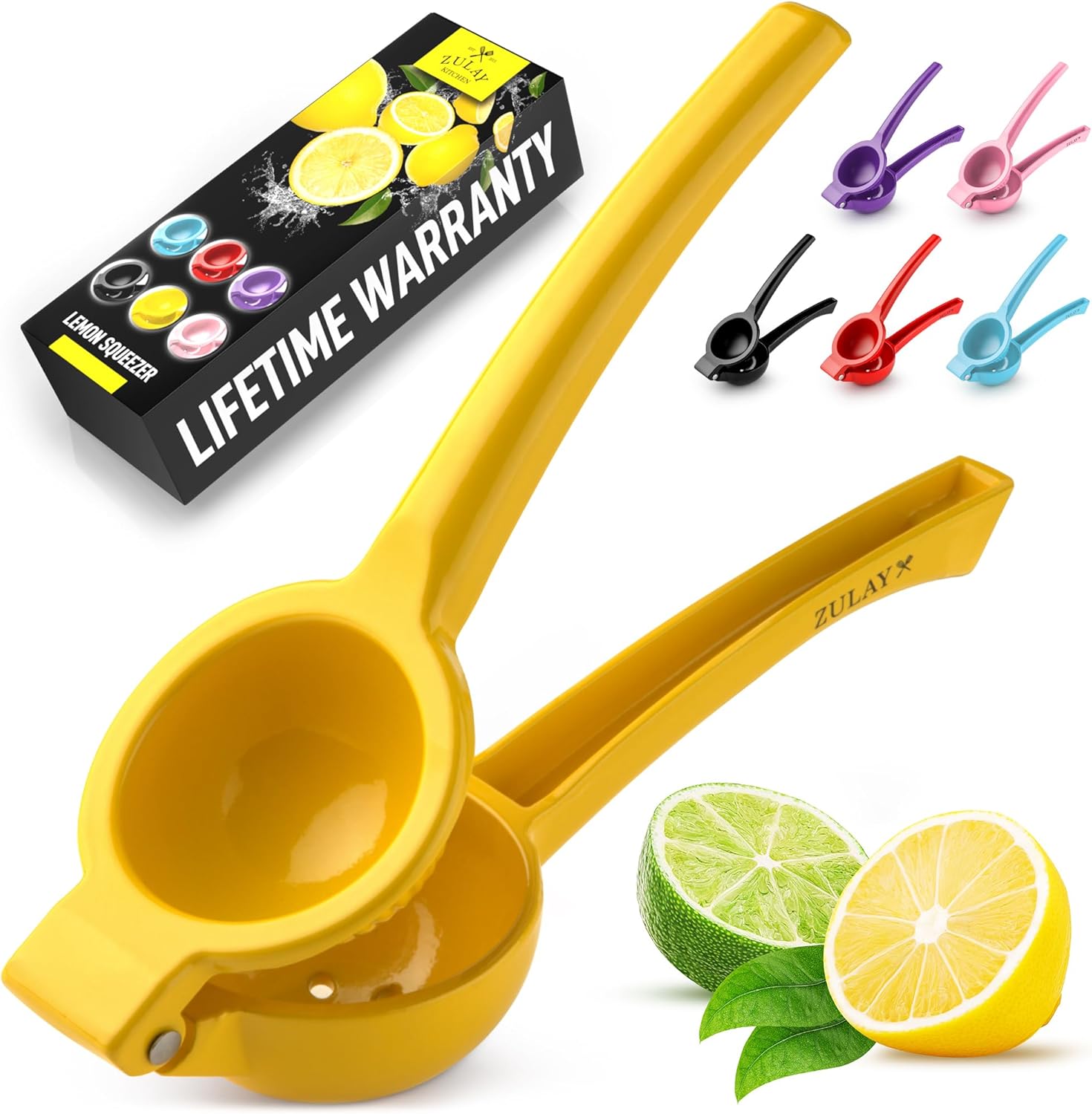 Zulay Kitchen Metal Lemon Squeezer - Handheld Lemon Juicer Squeezer - Easy to Use Citrus Juicer - Manual Press for Extracting the Most Juice Possible - Extracts Every Last Drop