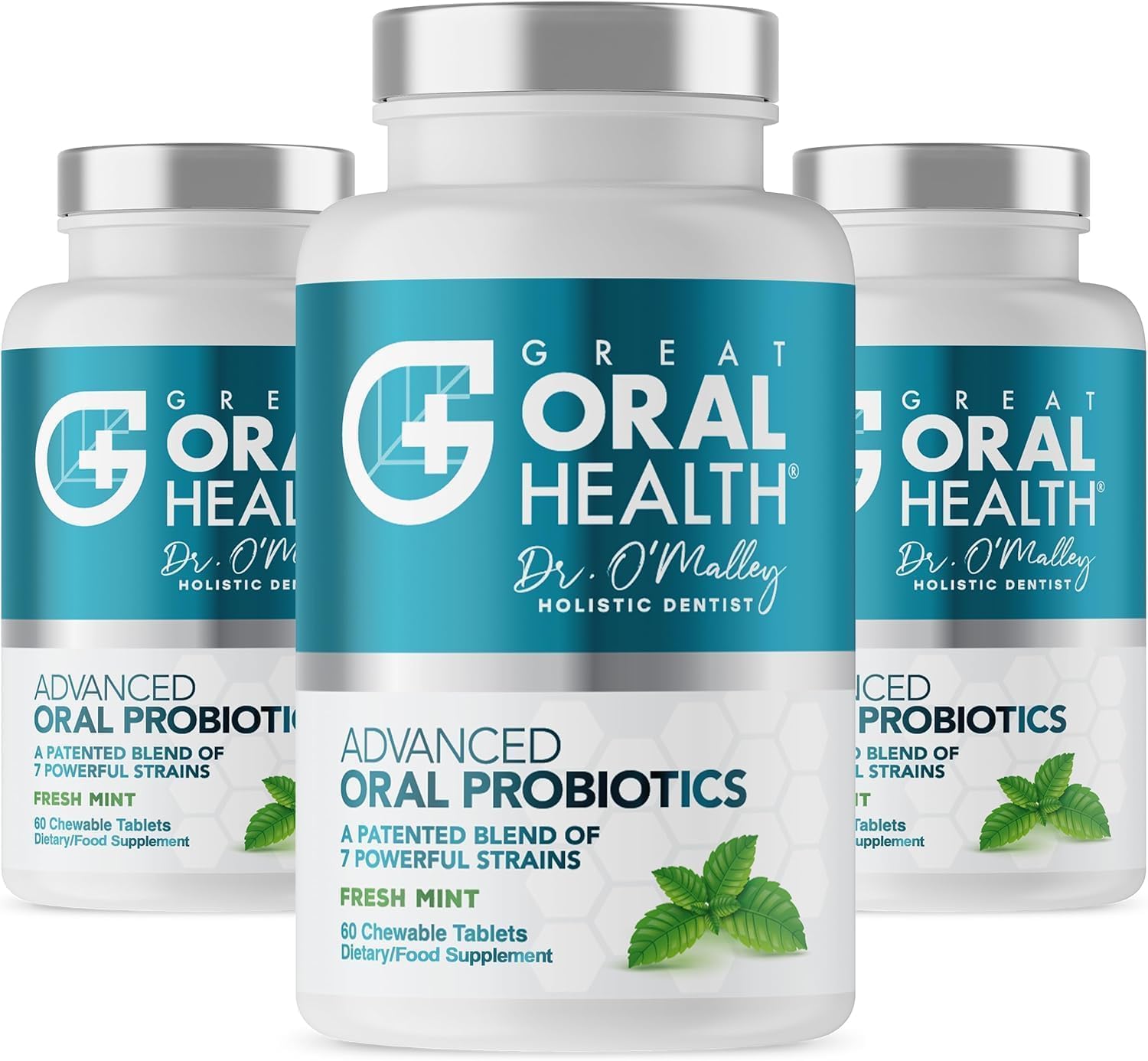 Oral Probiotics for Bad Breath for Adults; Dentist Formulated 7-Strain Dental Probiotic for Mouth Teeth and Gums with Shelf Stable BLIS K12 M18, 2 Billion CFU, Fresh Mint Lozenges, (Mint 3 Pack)