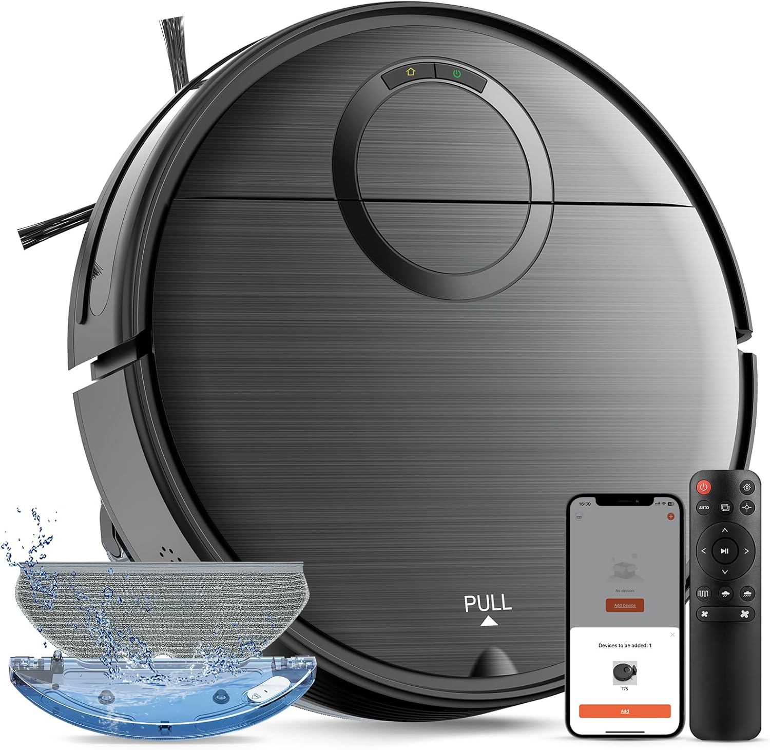 Robot Vacuum and Mop Combo, 2 in 1 Mopping Robotic Vacuum Cleaner with Schedule, Wi-Fi/App/Remote, Max Suction 2000Pa, Self-Charging, Slim, Ideal for Hard Floor, Pet Hair, Low-Pile Carpet