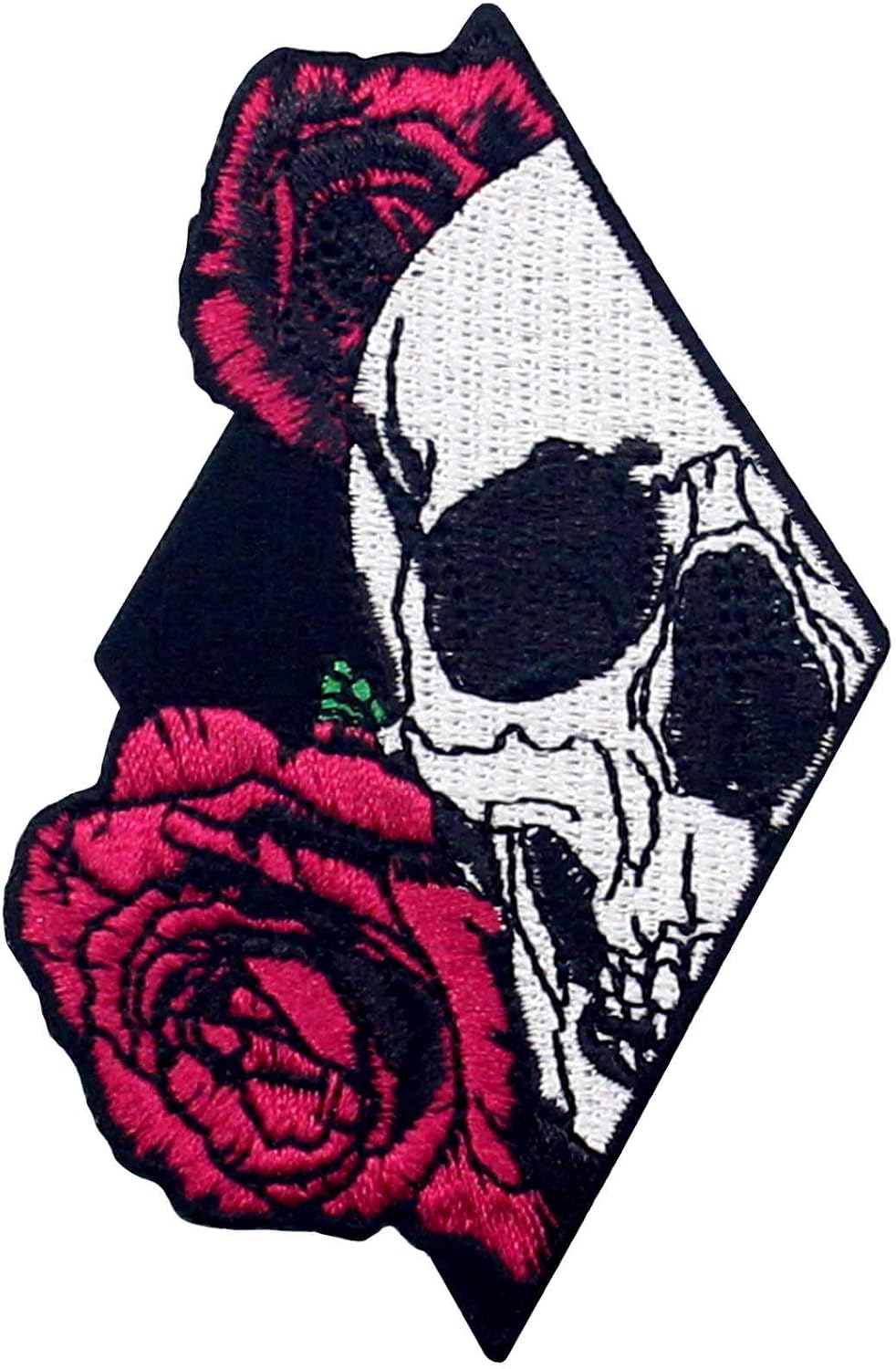 Skull and Rose Patch Embroidered Applique Badge Iron On Sew On Emblem