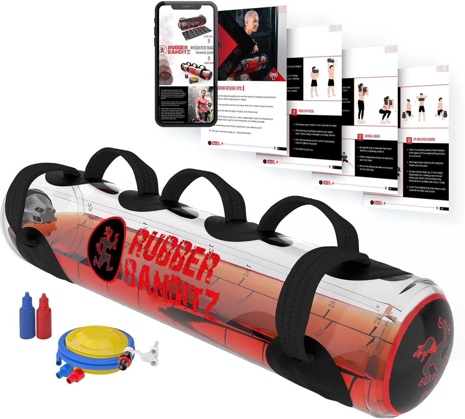 RubberBanditz Water Weight Aqua Bag, Aquatic exercise equipment, Hydro Core Training Bag for Balance, Strength, Portable Water Aerobics Equipment & Outdoor Workout Gear, Aqua Training & Weight Lifting