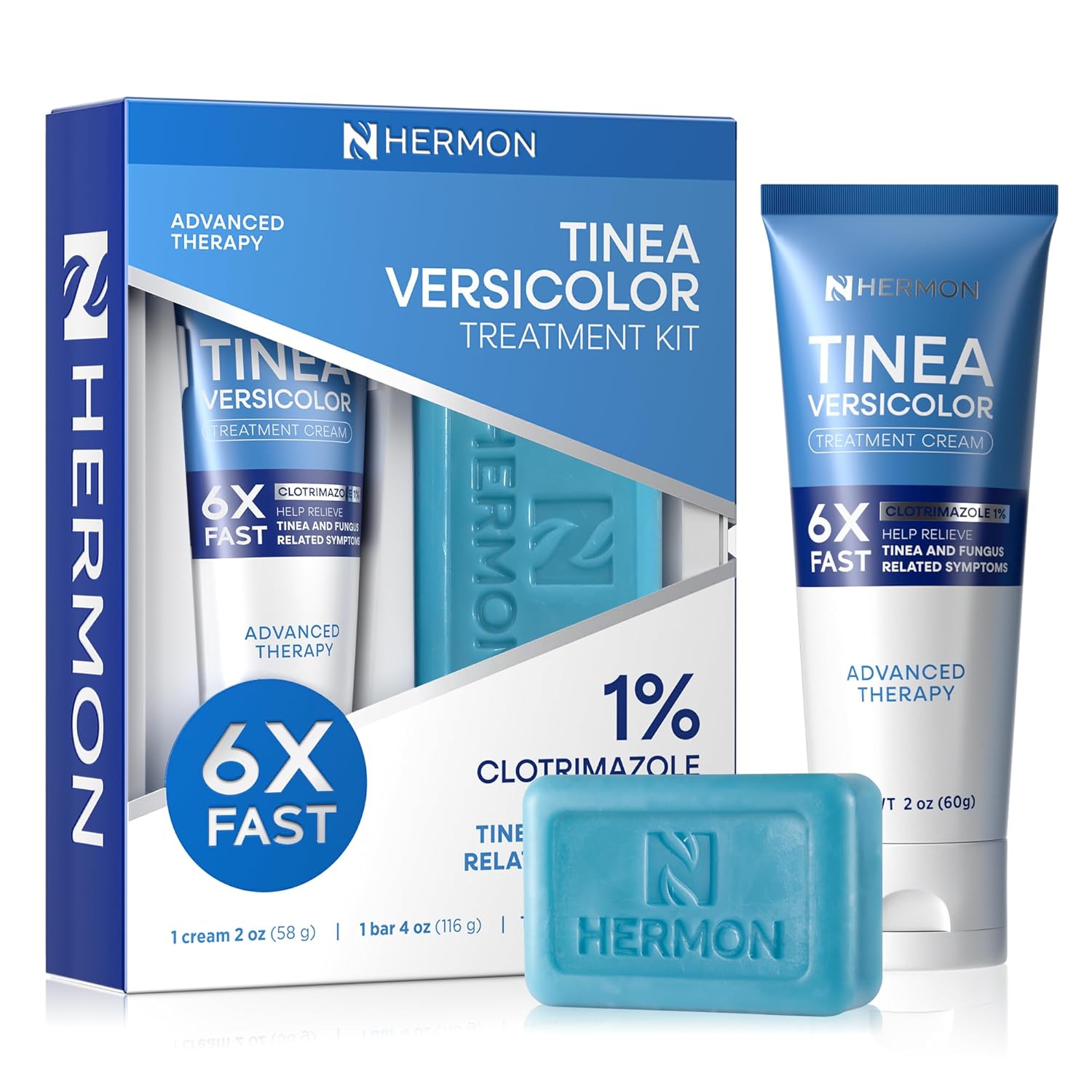 Tinea Versicolor Treatment Cream & Soap: Multi-Functional Clinically Proven Cream for Athlete's Foot,Tinea Versicolor, Jock Itch, Ringworm - Fact Action, Soothes, Cleanses, and Restores Skin Health