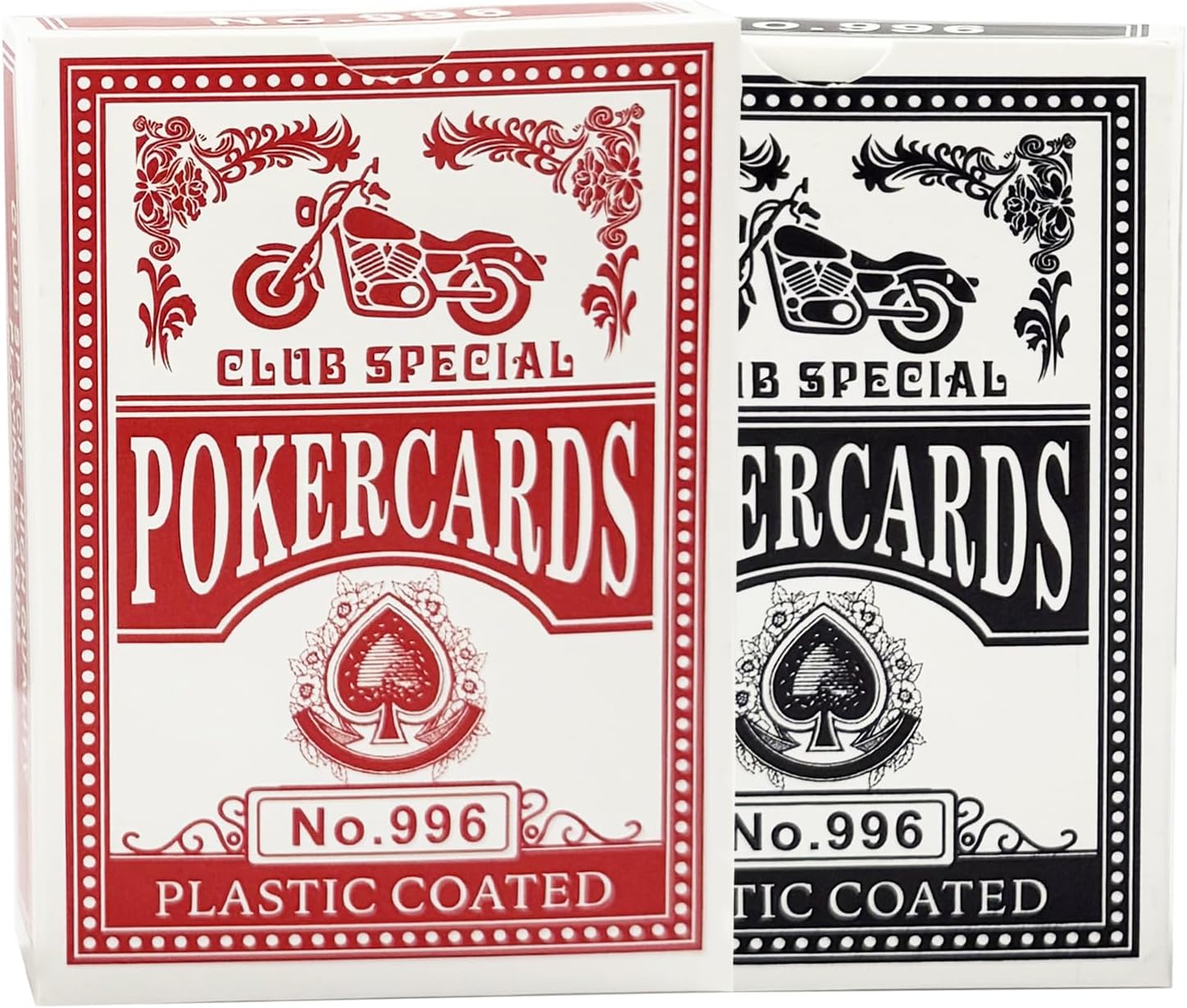 Luoqun88 2 Pack Set Plastic Coated Playing Cards - Vibrant Red & Blue Decks - Ideal for Poker, Card Games, and Family Entertainment