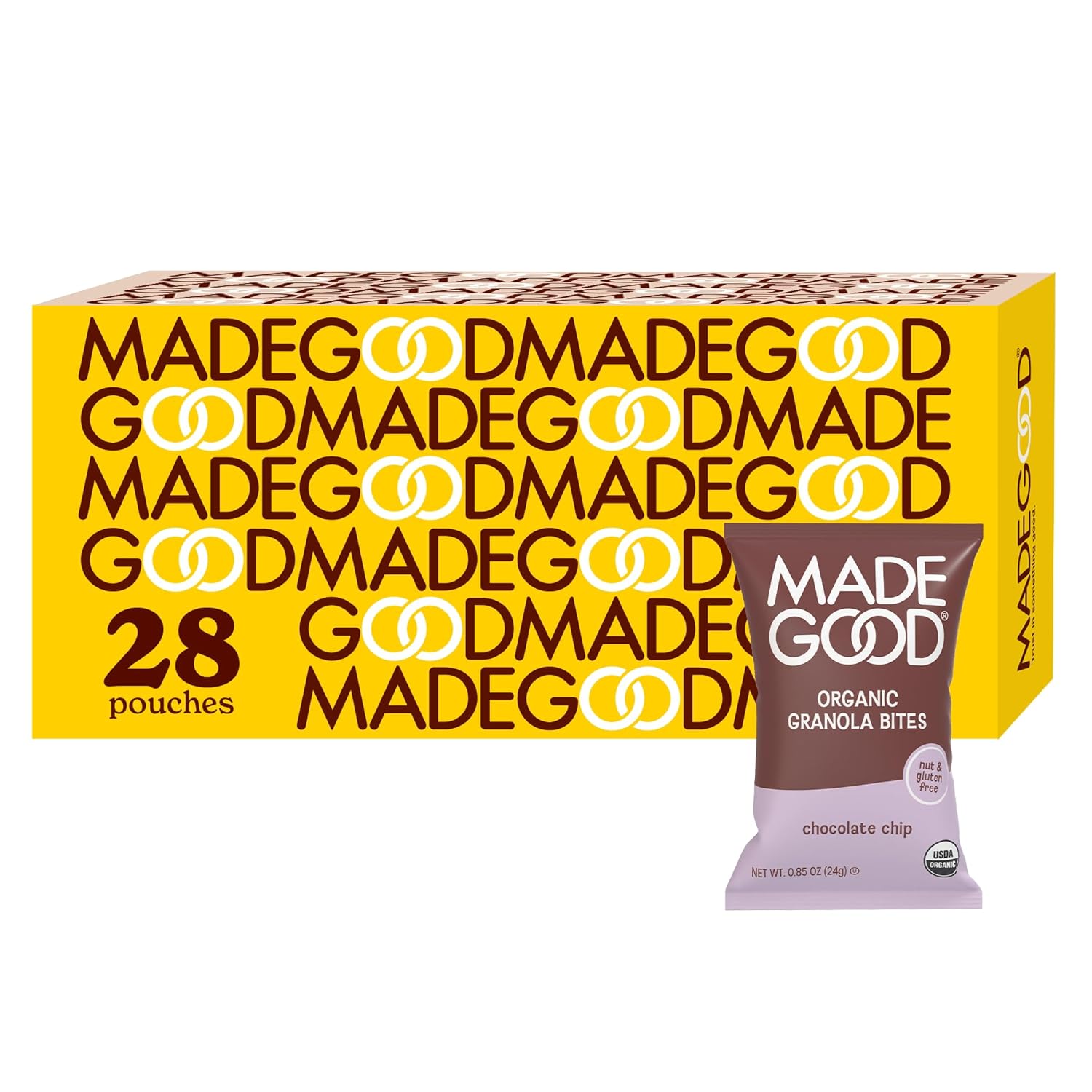 MadeGood Chocolate Chip Granola Bites, 28 Count, Organic and Delicious Snacks