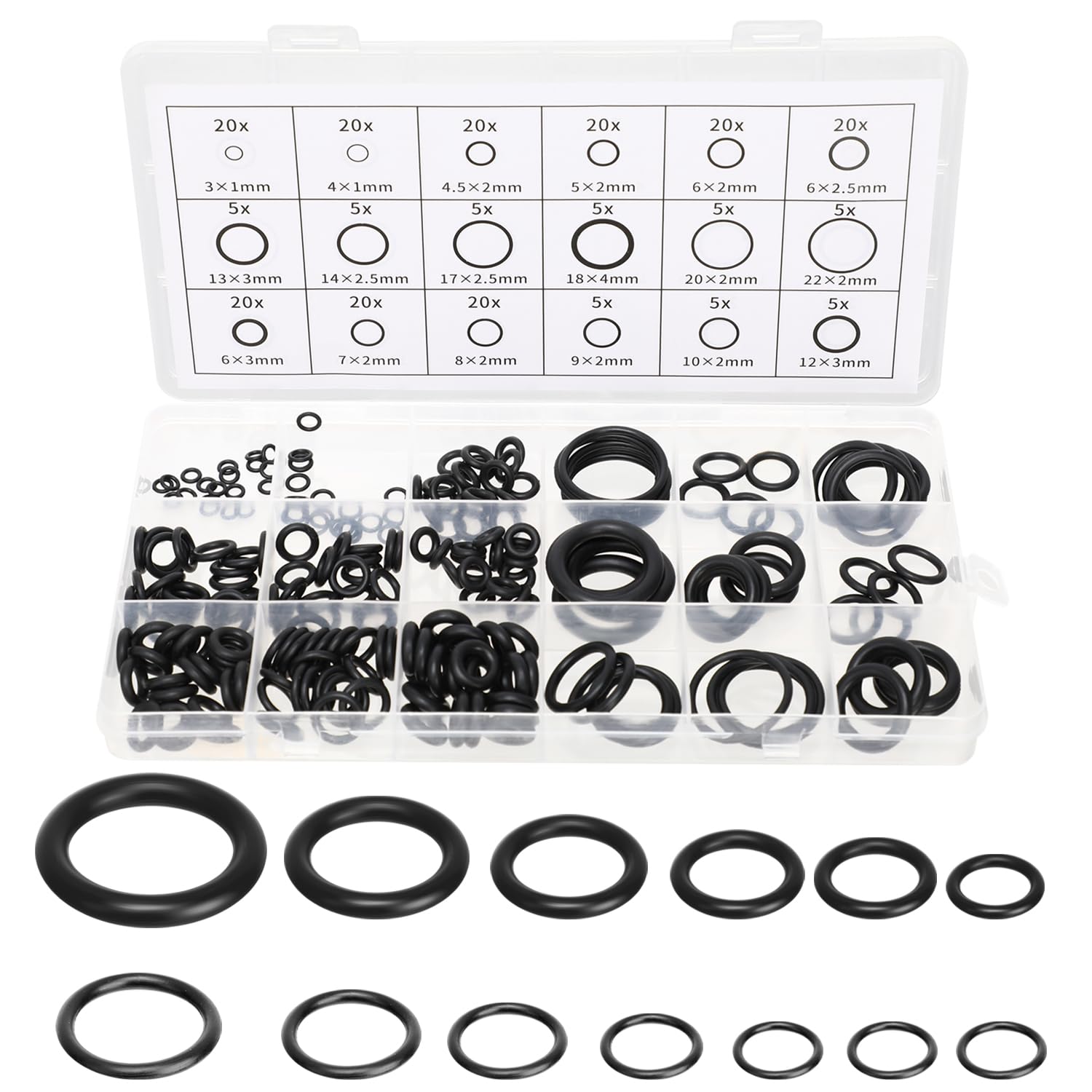 O Ring Assortment Kit 18 Sizes Rubber O Rings Assortment Rubber o Rings O-Ring Assortment Kit O-Rings for Automotive Car Repair Plumbing Faucet Air and Gas Connections 225 Pcs