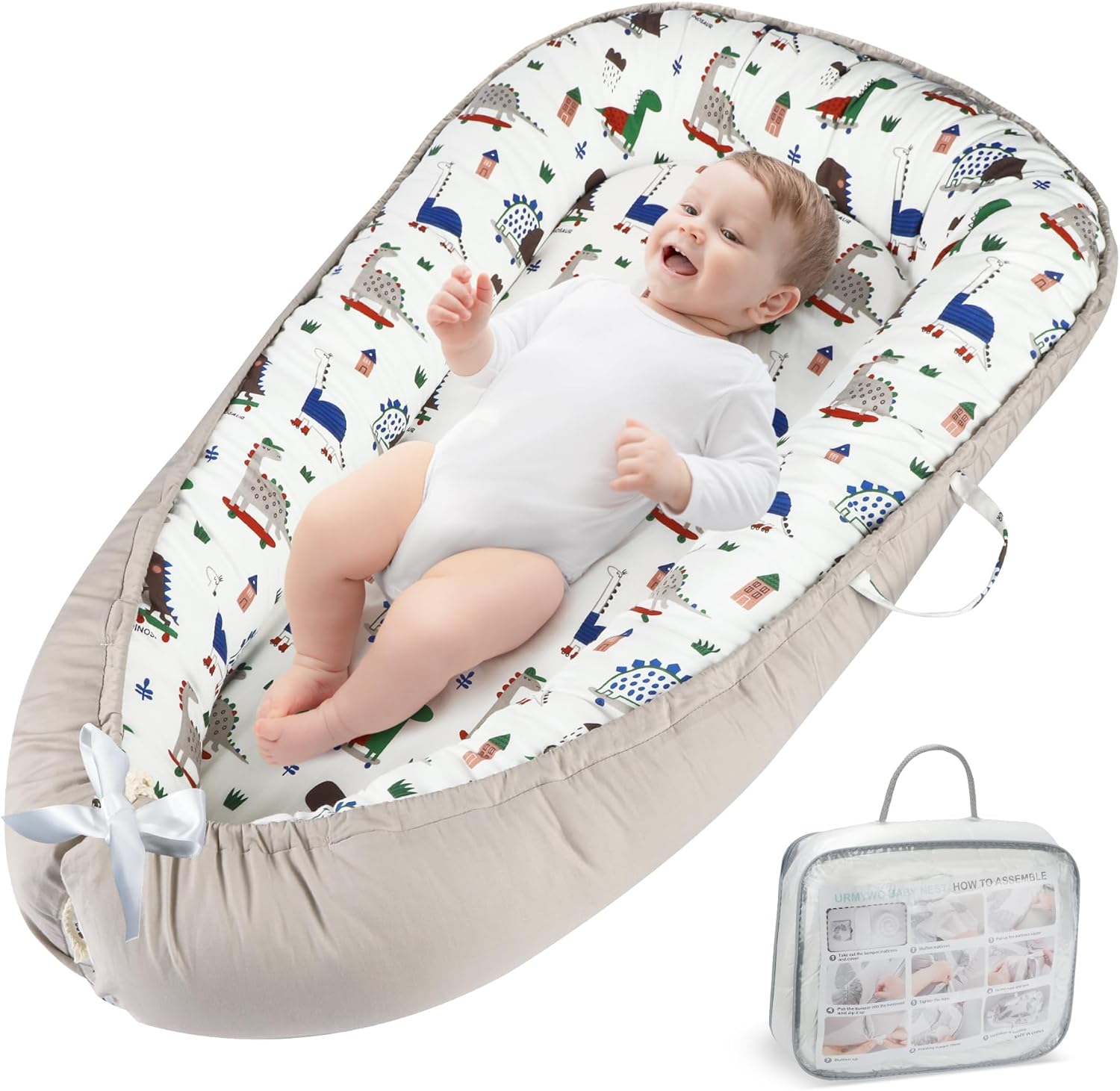 URMYWO Baby Nest Pod for Newborn, Baby Essentials for Newborn, Baby Lounger for 0-12 Months Boys Girls, Breathable & Soft Baby Sleep Nest, Baby Gifts