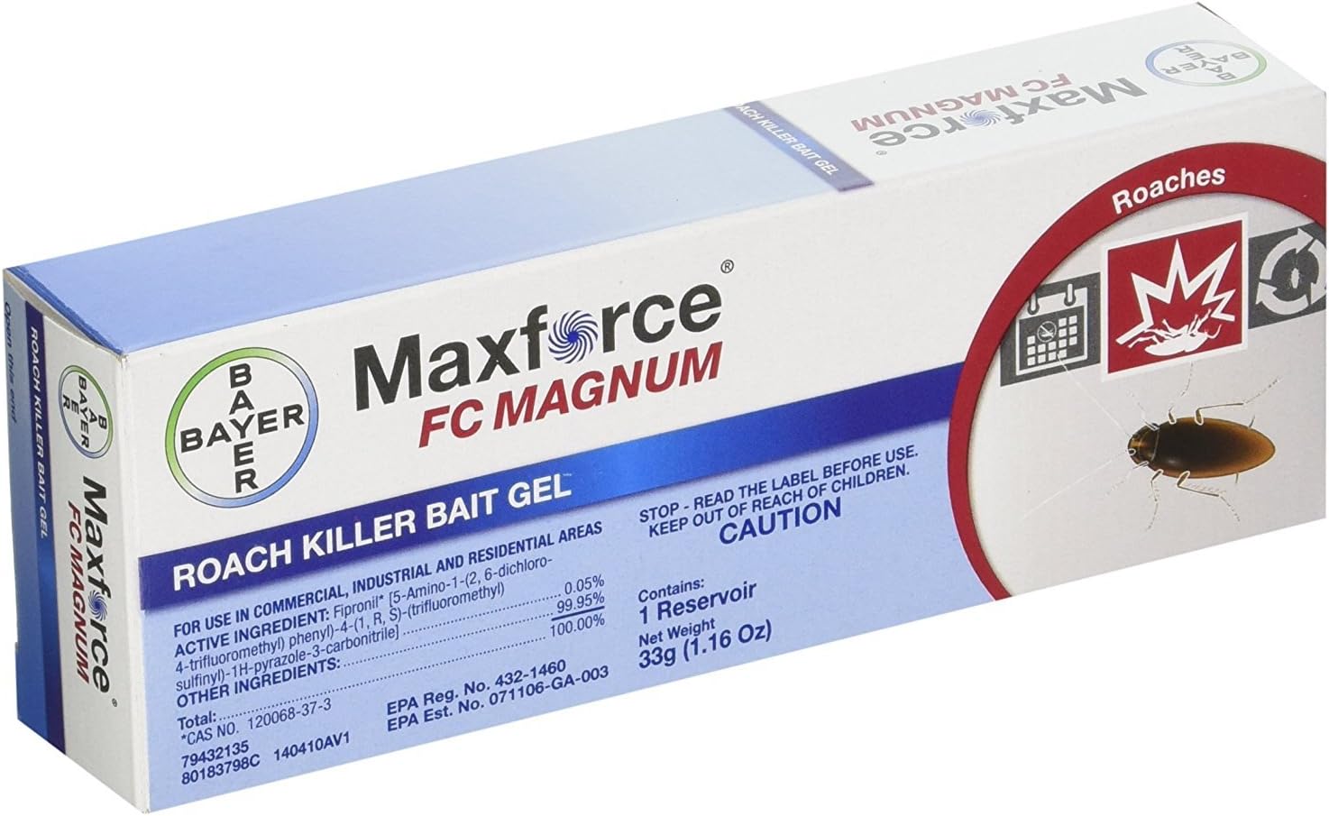 Bayer 79432135 maxforce FC Magnum Roach Killer Bait Gel Insecticide, Light Brown