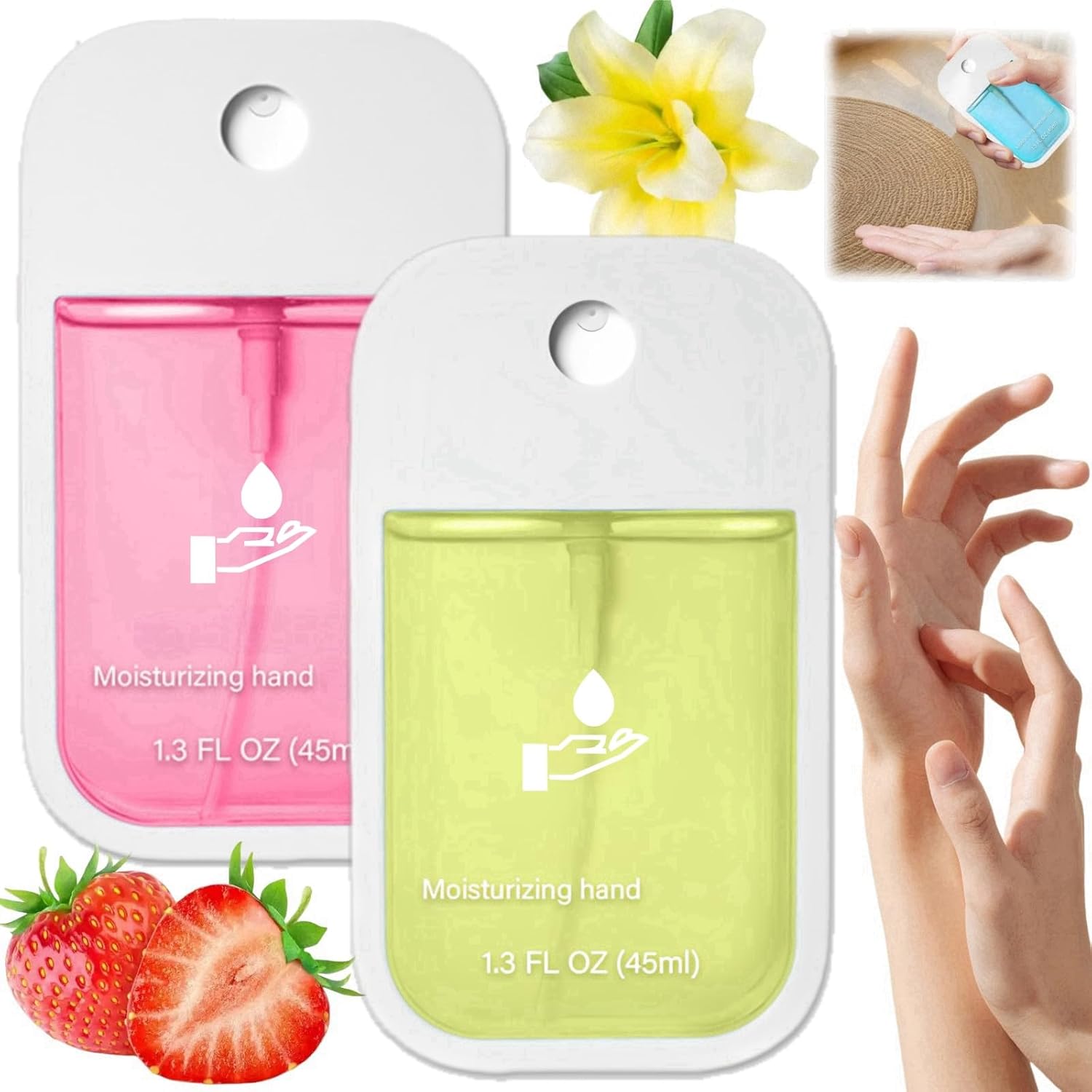 Mist Hydrating Hand Sanit-izer Spray for Adults,Cleanses Your Hands,Hand Sanit-iser Travel,Hand Sanit-iser Mini,Small Hand Sanit-iser,Mini Travel Essentials,Multi-Flavor,Hand Spray,Strawberry+Vanilla