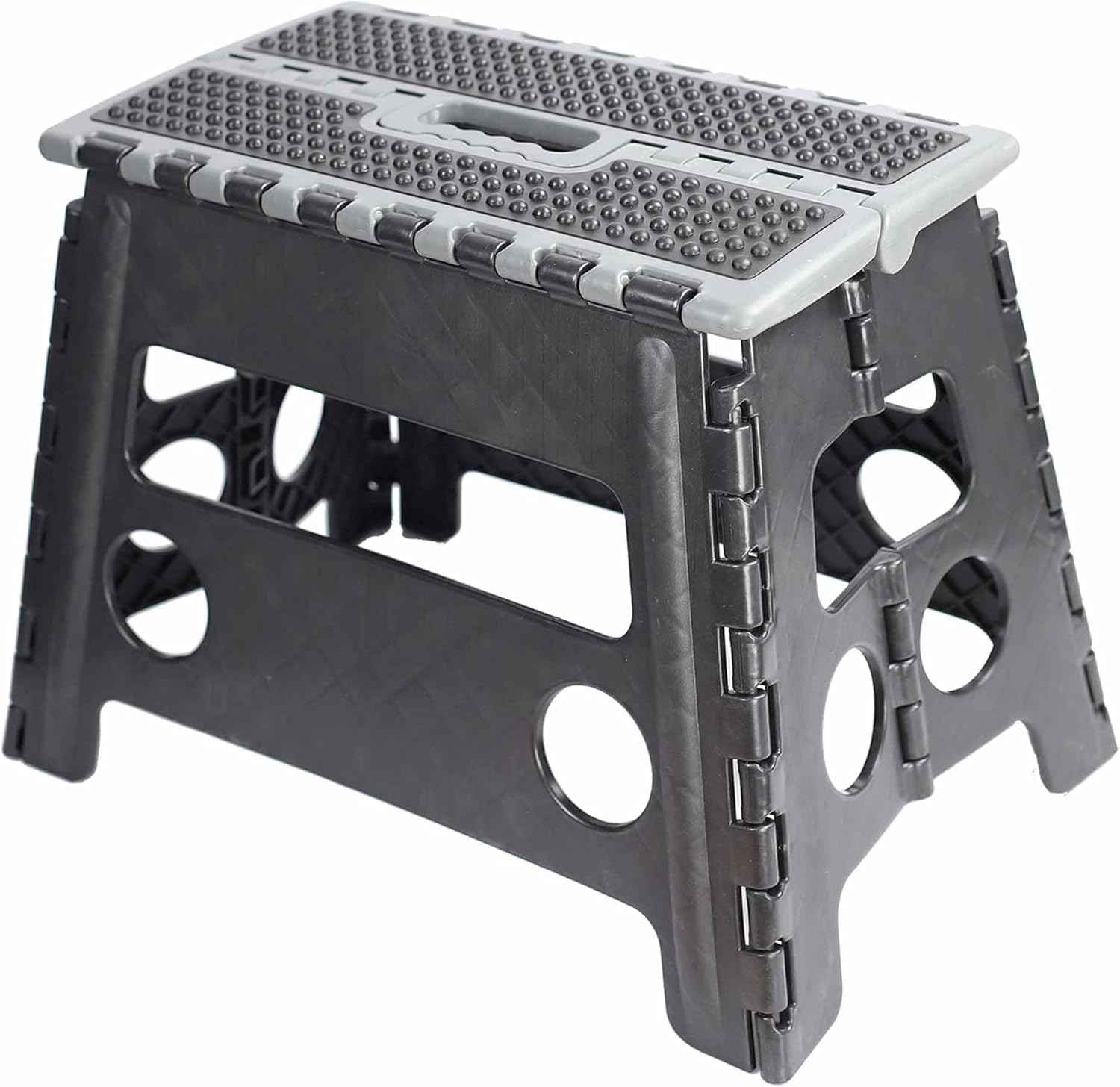 Dekton 32cm Heavy Duty Garage Folding Step Stool-Space Saving Foldable| Non-slip Surface And Feet| 150kg Max Load Capacity| Ideal for Home,Office| Durable & Sturdy Plastic Construction| Ideal For Home