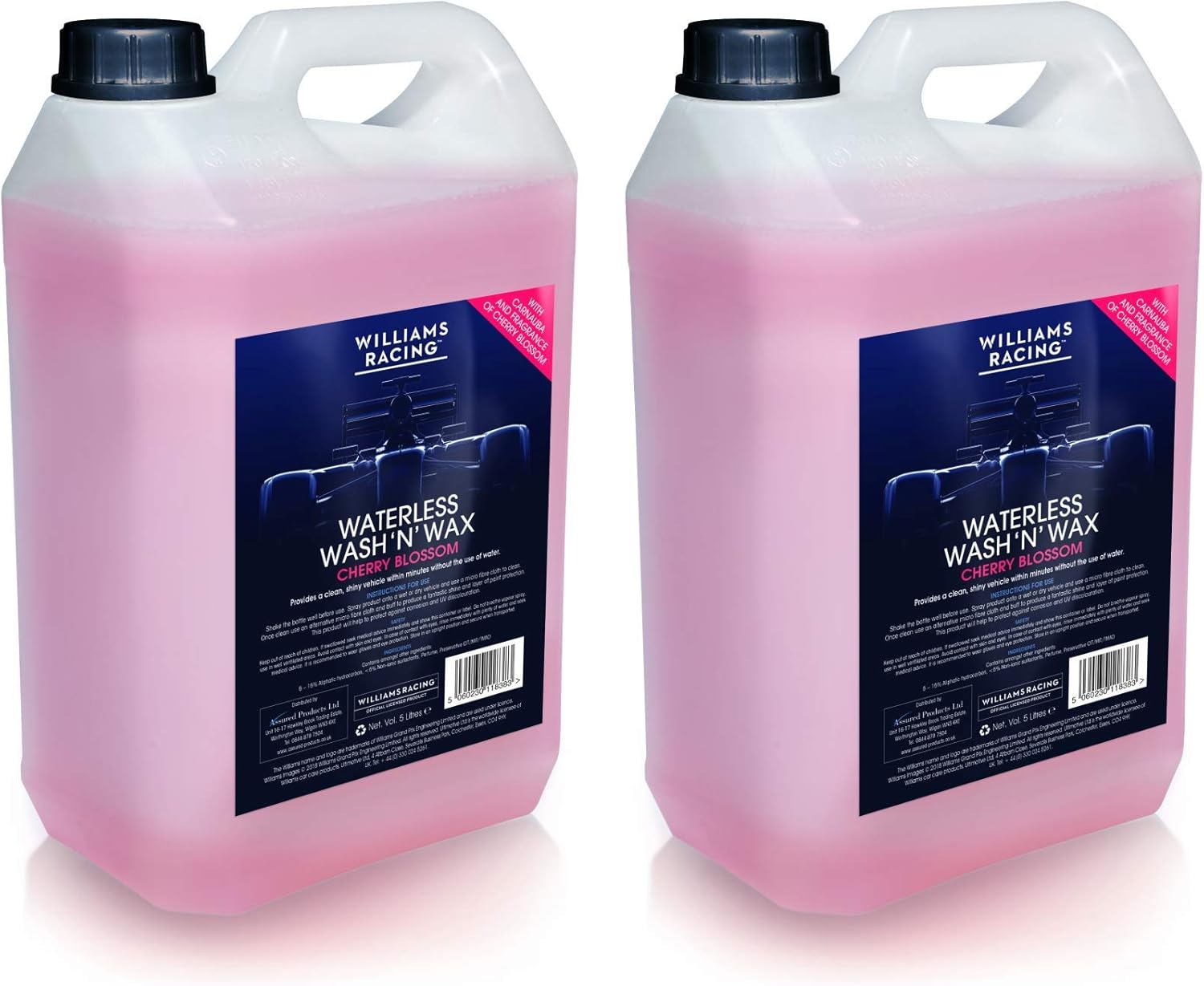 2 x 5L Williams Waterless Wash and Wax with Cherry Blossom Fragrance