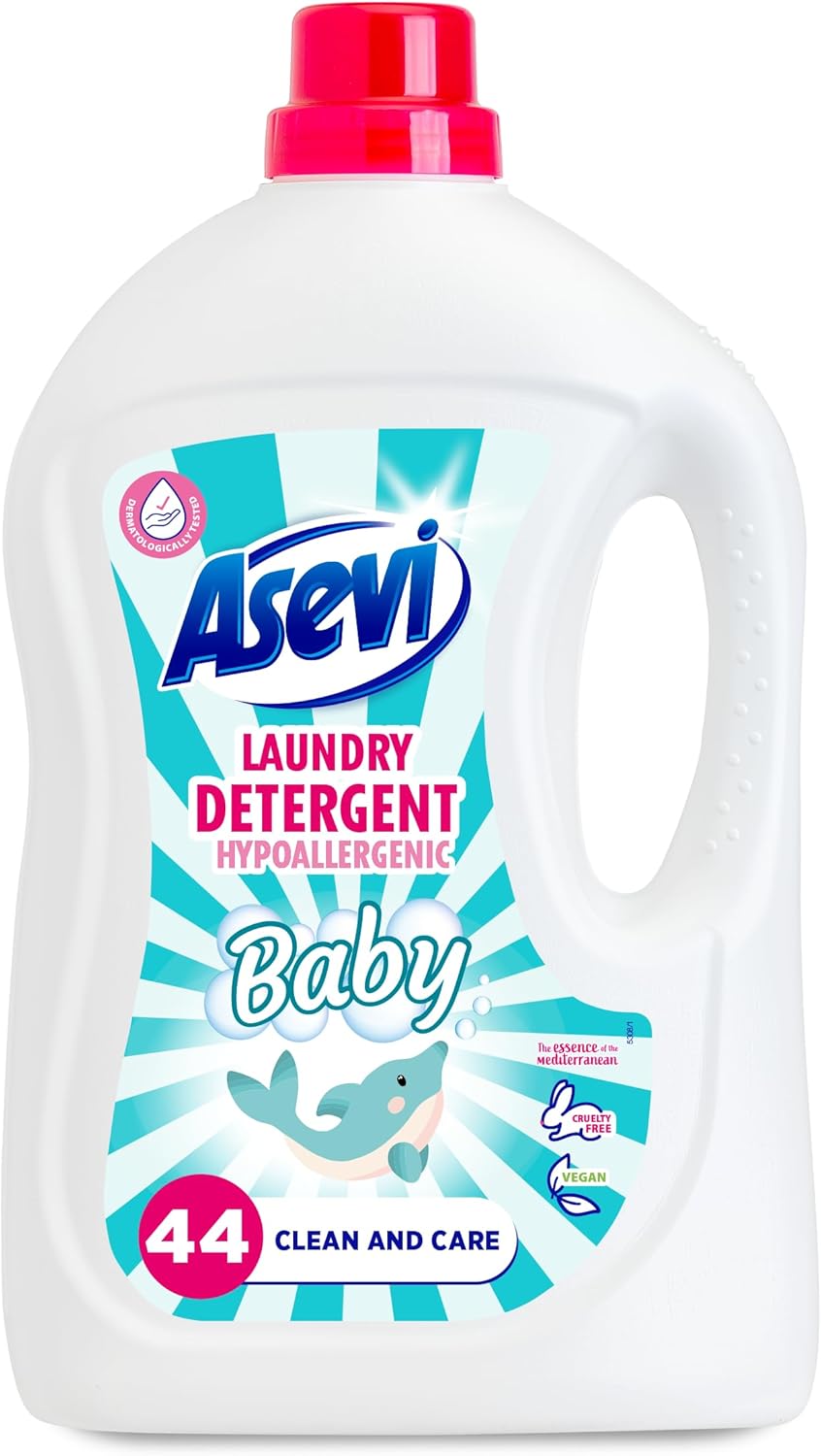 Asevi Laundry Detergent, Washing Liquid Detergent, Laundry Cleanser, 2376ml, 44 Washes, Baby