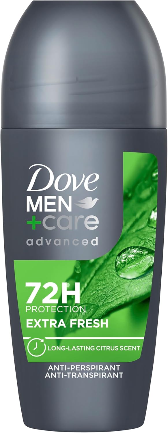 Dove Men+Care Advanced Extra Fresh Anti-Perspirant Roll On Deodorant with Triple Action technology & ¼ moisturising cream for 72 hour sweat and odour protection 6x 50 ml
