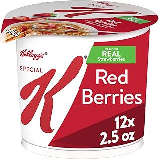 Kellogg’s Special K Breakfast Cereal Cups, 11 Vitamins and Minerals, Made with Real Strawberries, Red Berries, 30oz Case (12 Cups)
