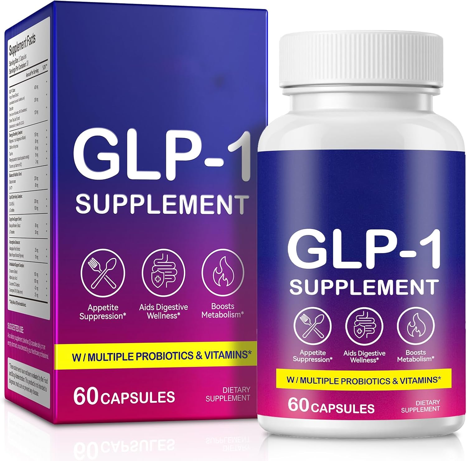 GLP-1 Supplement Support, GLP-1Modulation Advanced Formula 43-in-1， Core 720mg Activate Natural Formula， Promotes Metabolic Health and Digestive Comfort, 60 Capsules